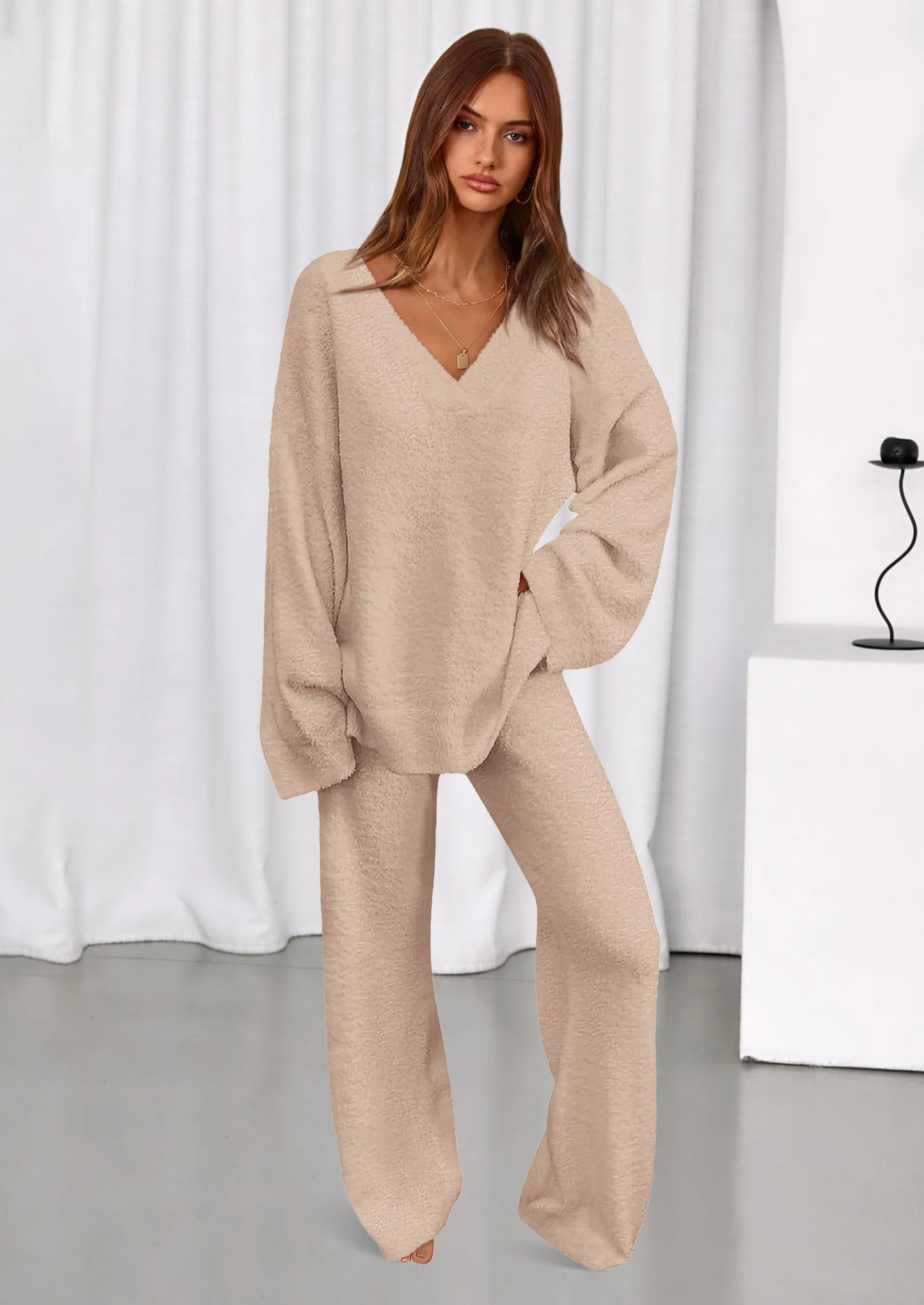 Lounge Sets for Women Two Piece Sweaters Pajama Set Fall Fashion Loungewear Outfits Matching Winter Clothes