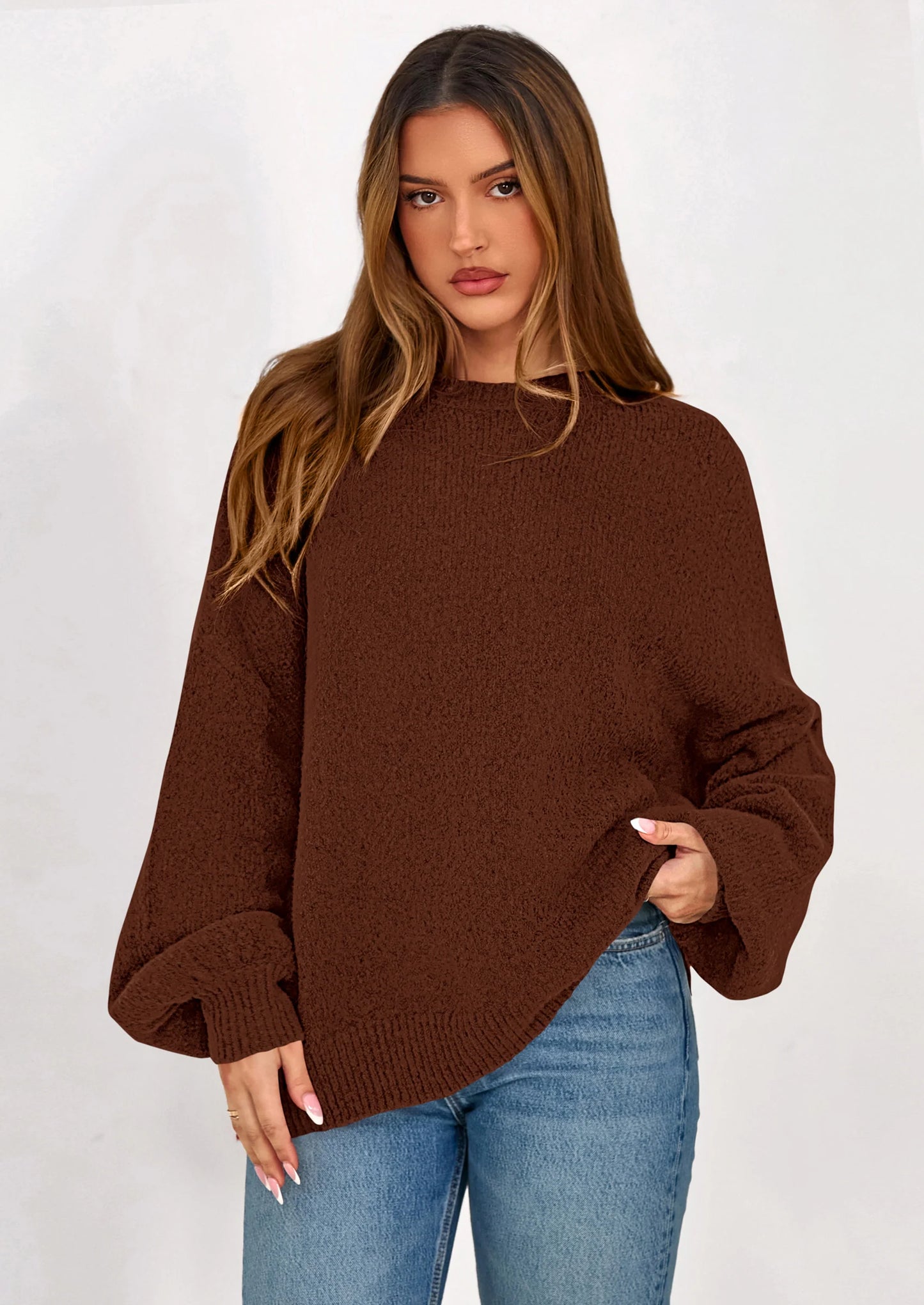 Sweaters for Women Fall Chunky Knit Long Sleeve Crew Neck Oversized Pullover Tops Winter Fashion Clothing