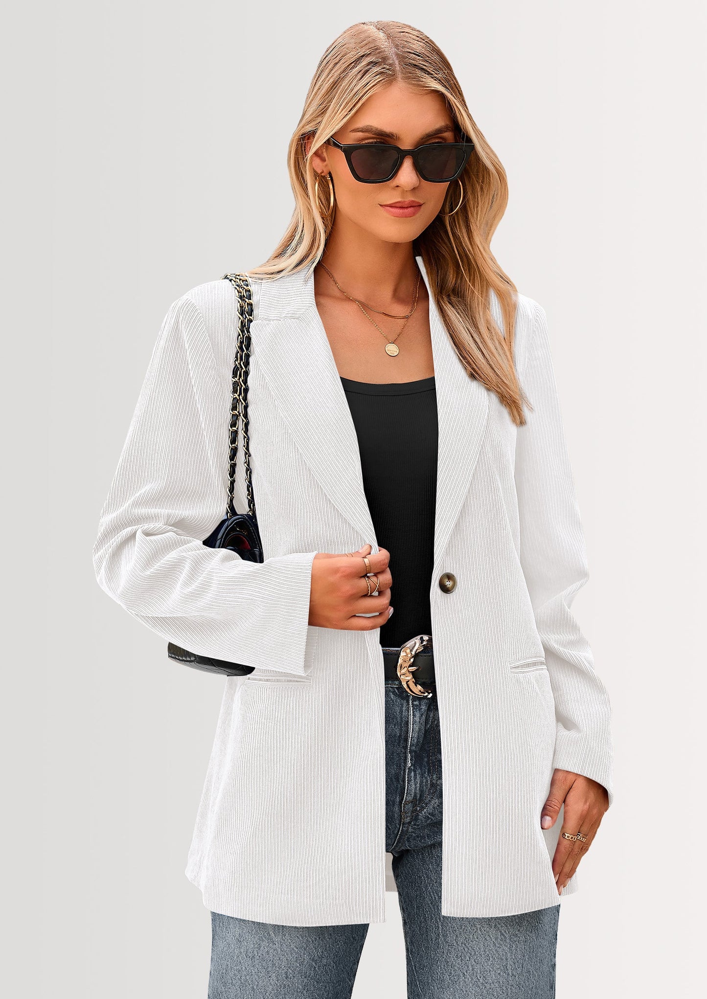 Women's Winter Corduroy Blazers Jackets Dressy Casual Ribbed Long Sleeve Lapel Fashion Work Business Outerwear