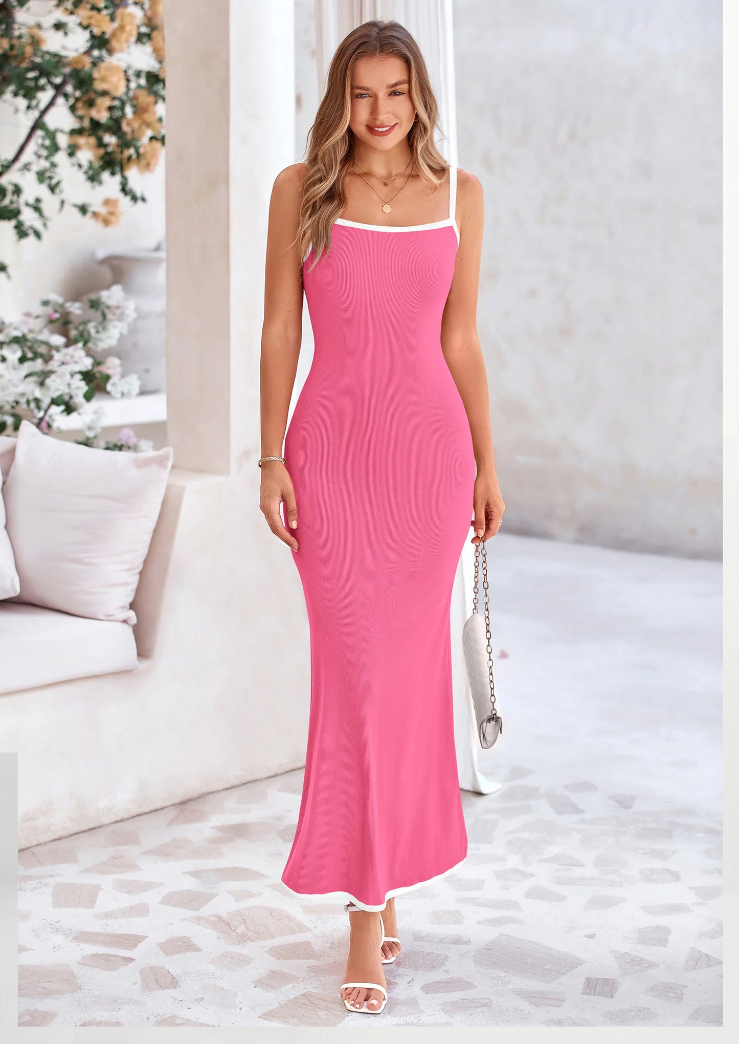Spring Dresses for Women Summer Resort Wear Sexy Bodycon Sundress Spaghetti Strap Vacation Maxi Dress