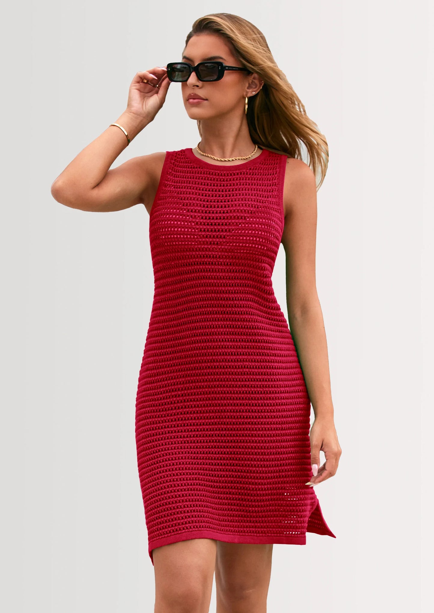 Women's Crochet Coverups Summer Resort Swimwear Bathing Suit Knit Cover Up Dress Beach Vacation Clothes