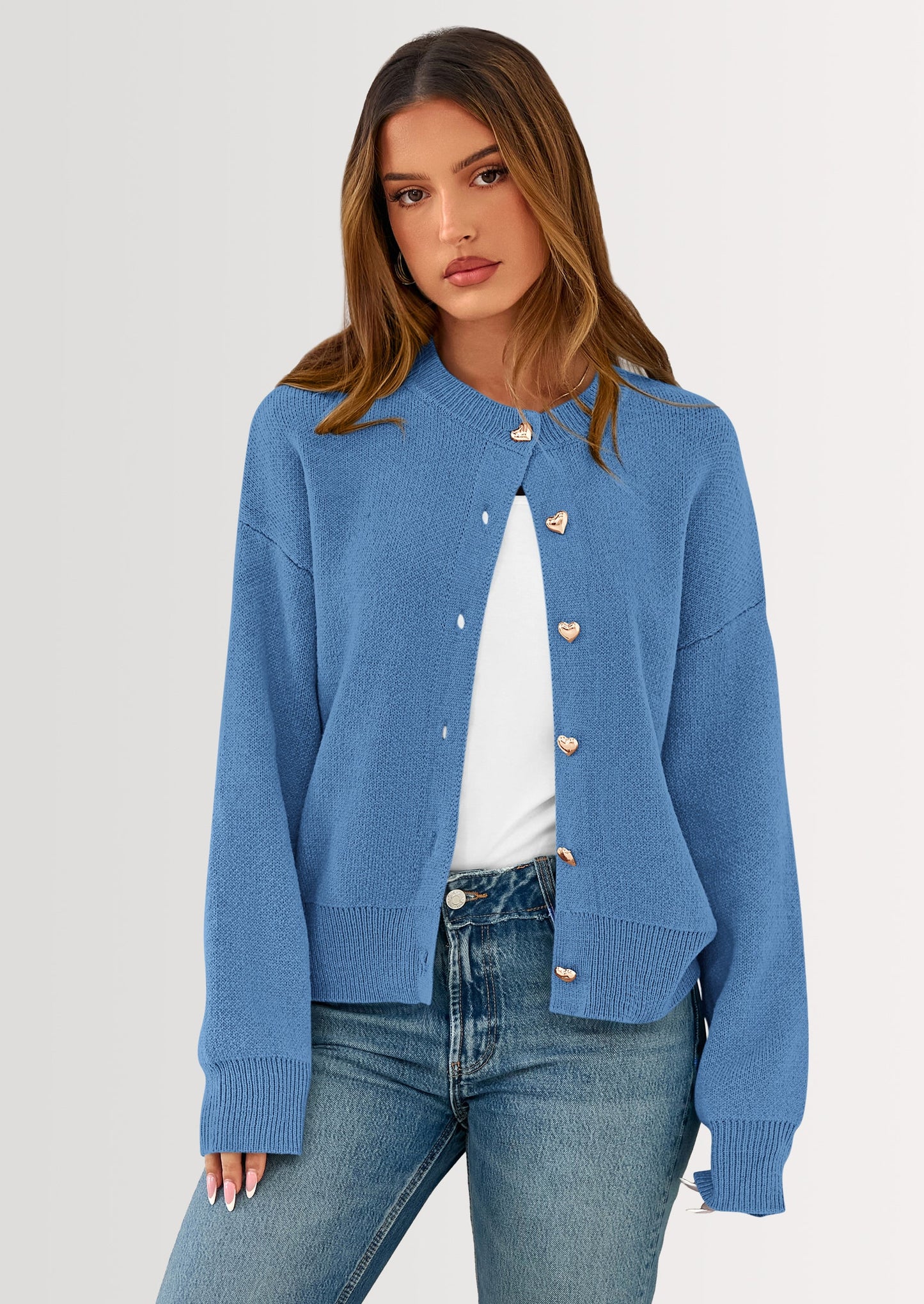 Cardigan Sweaters for Women Trendy Long Sleeve Open Front Button Down Jacket Fall Clothes Winter Coats
