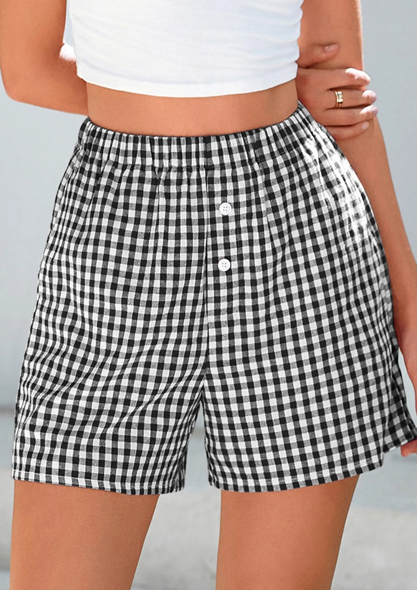 Womens Shorts Boxers Summer Gingham Pajama Lounge Sleep Y2K Plaid Pj Shorts Beach Bottoms