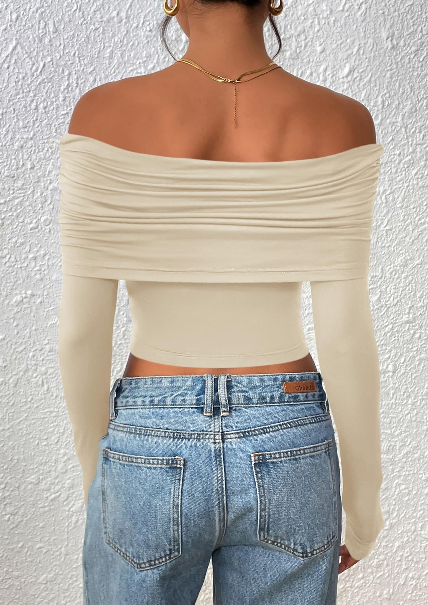 Women's Long Sleeve Shirts Off Shoulder Tops Going Out Slim Fitted Y2K Blouses Fall Fashion Clothes