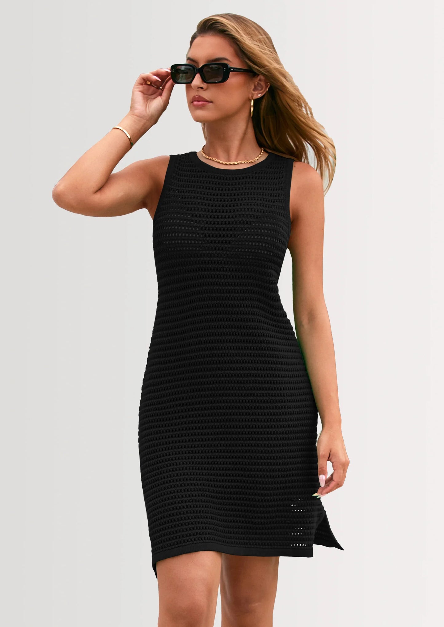 Women's Crochet Coverups Summer Resort Swimwear Bathing Suit Knit Cover Up Dress Beach Vacation Clothes
