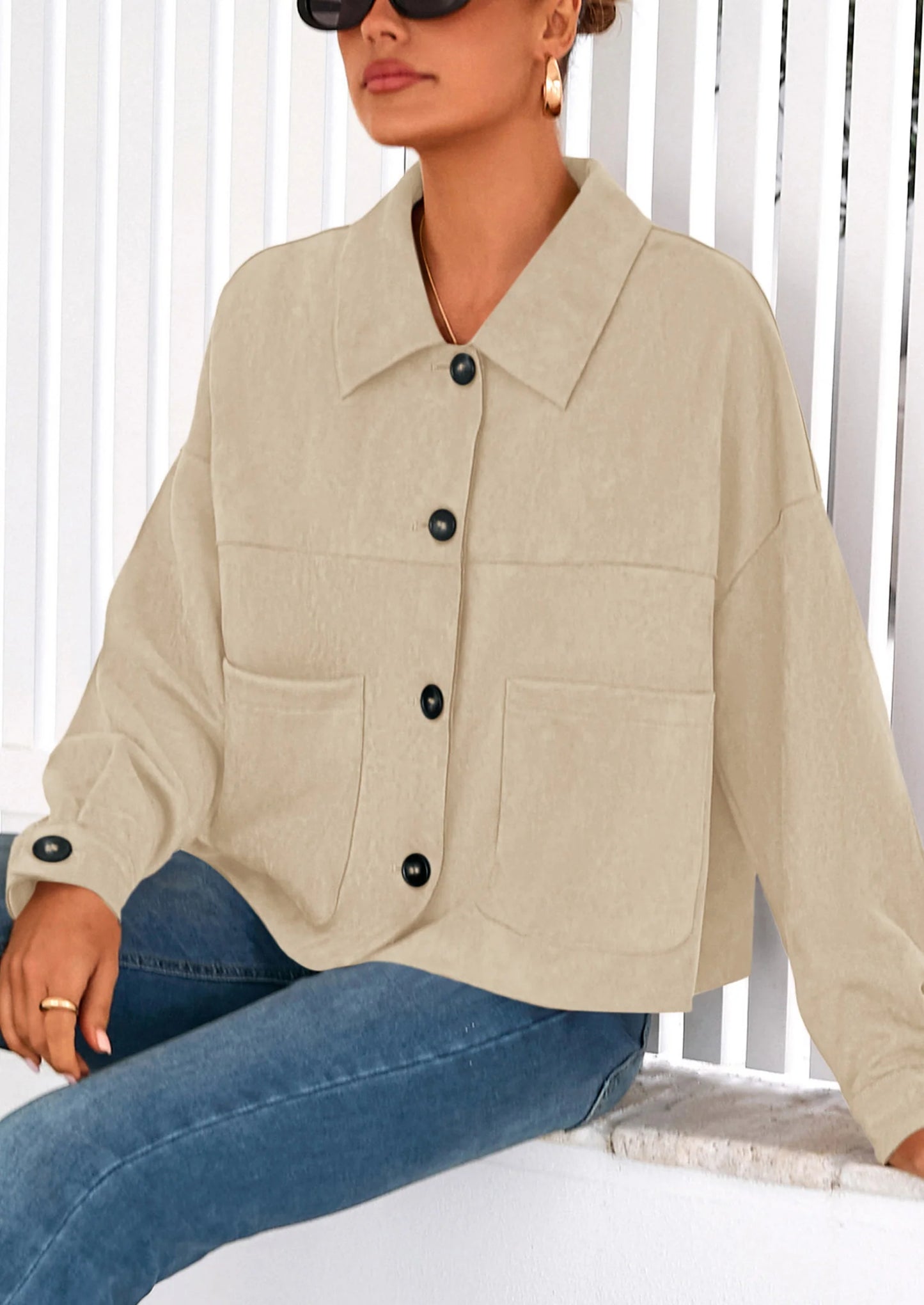Women's Faux Suede Cropped Jacket Casual Lightweight Fall Fashion Winter Coats Outerwear Trendy Clothes