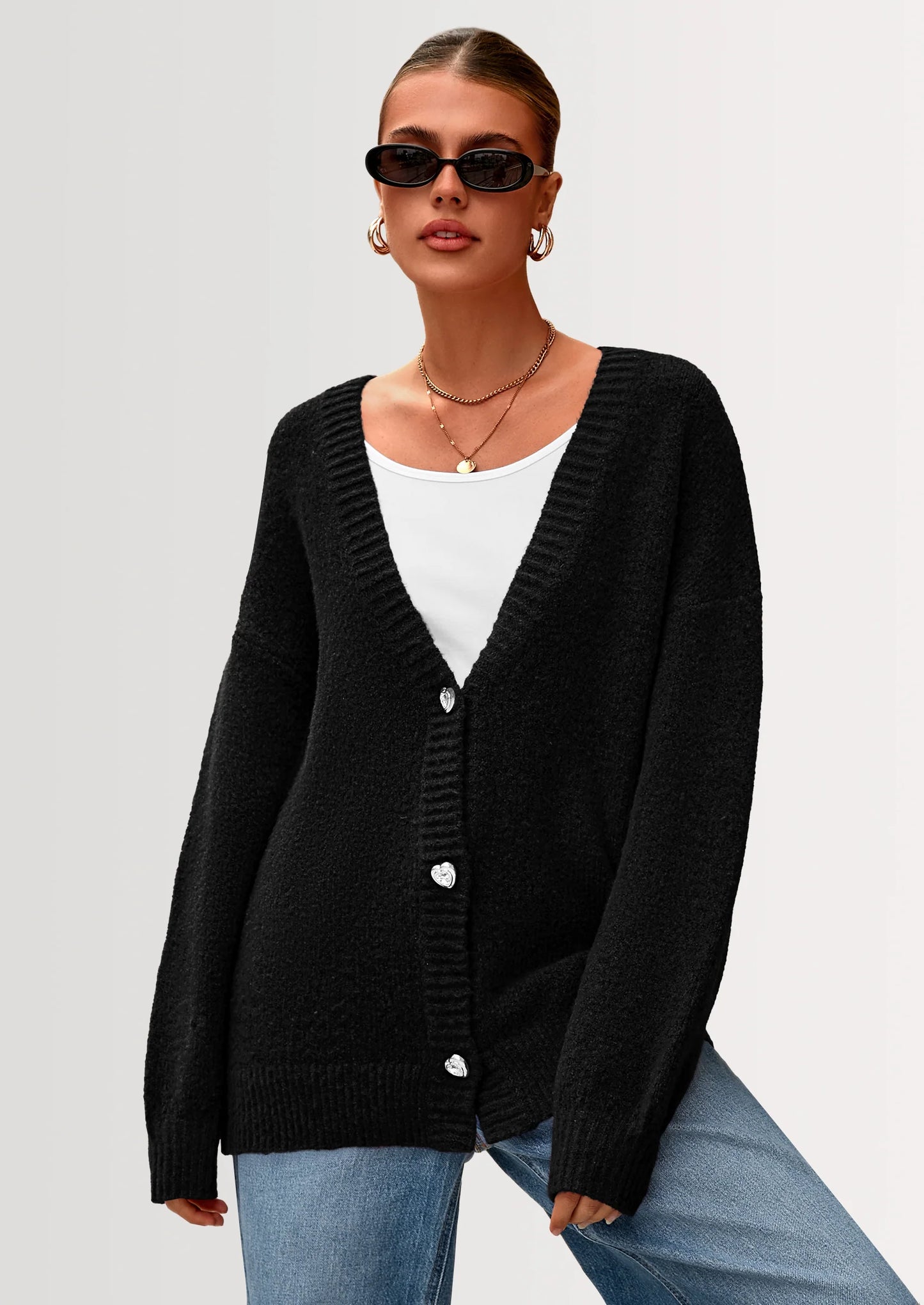 Cardigan Sweaters for Women Trendy Fall Long Sleeve Button Down Oversized Chunky Knit Sweater Outerwear