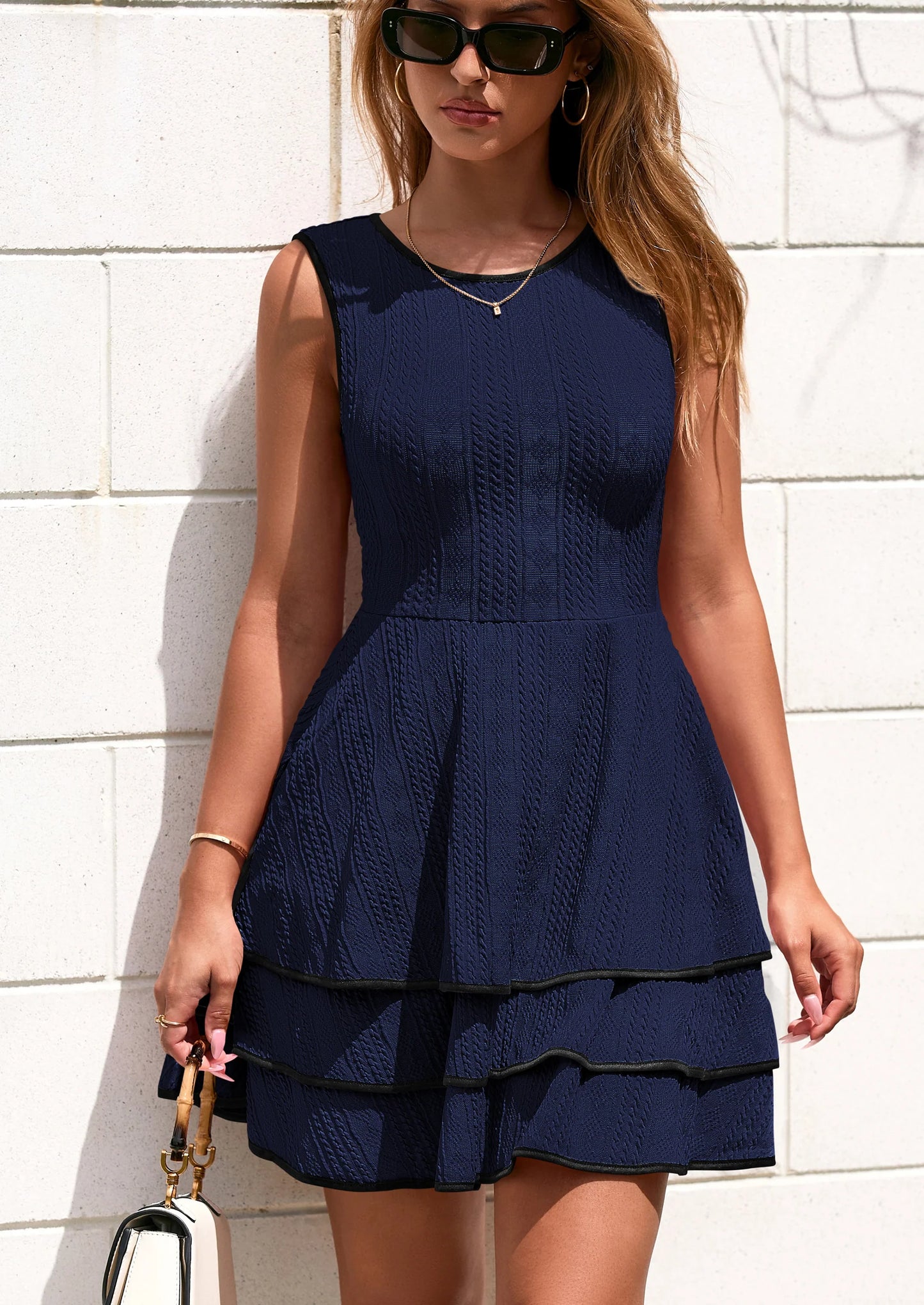 Women's Summer Sundresses Casual Elegant Sleeveless Flowy Tiered Ruffle A Line Mini Graduation Party Dress