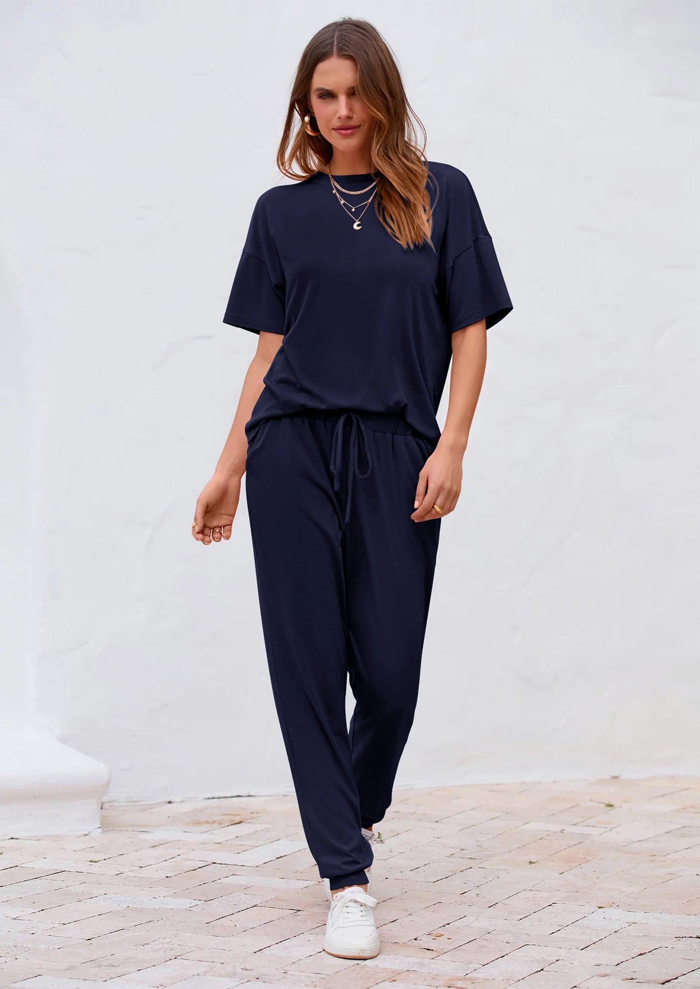 Women's Two Piece Lounge Sets Spring Summer Jogger Pants Vacation Outfits Travel Airplane Matching Clothes