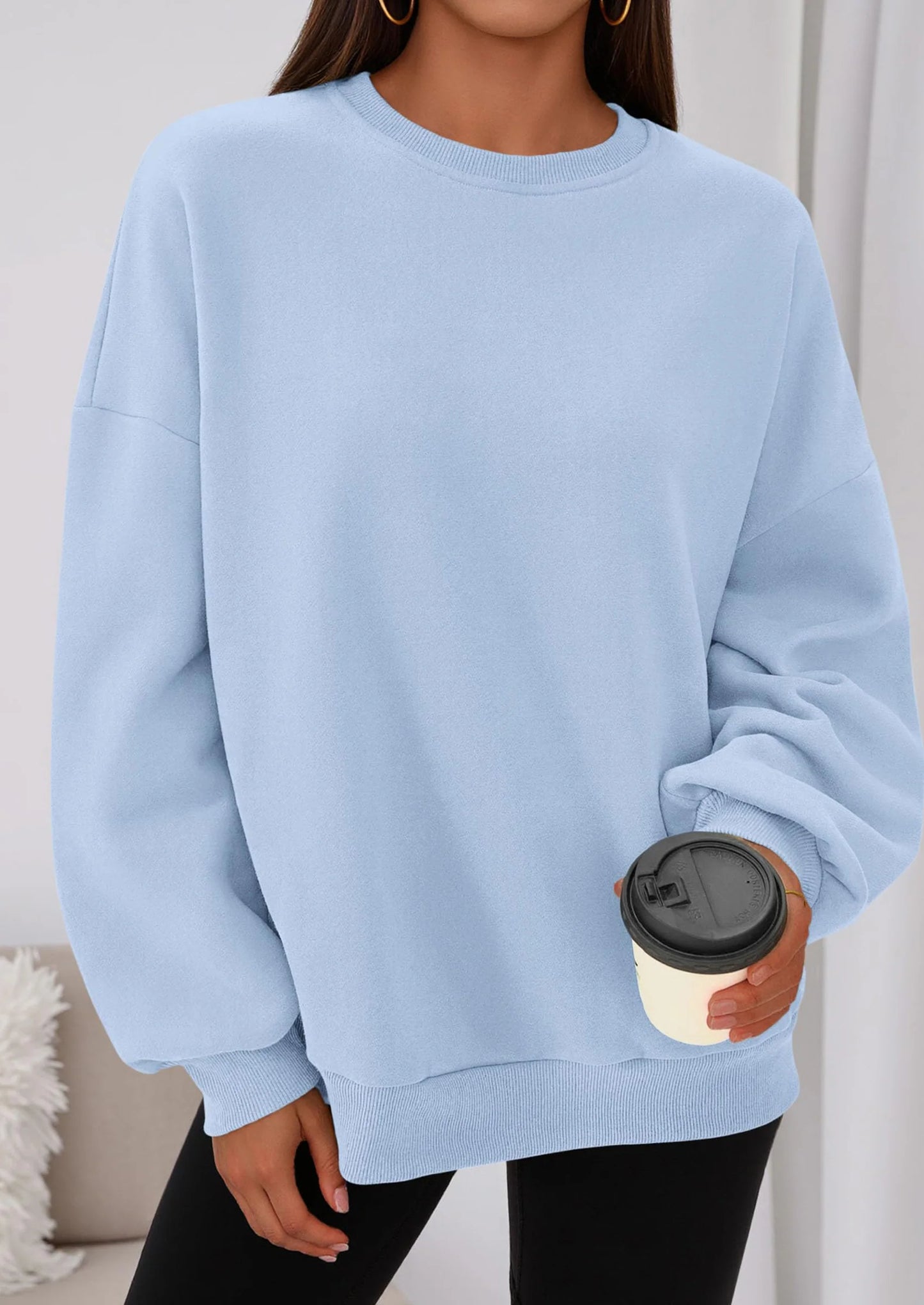Sweatshirts for Women Oversized Crewneck Fleece Pullover Long Sleeve Tops Comfy Fall Winter Fashion Outfits