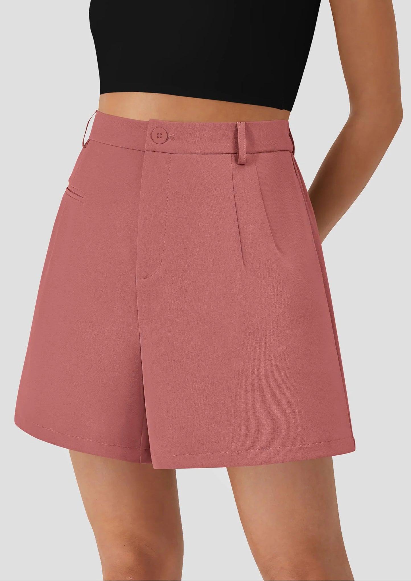 Shorts for Women Dressy Summer Elastic High Waisted Wide Leg Business Casual Work Shorts with Pockets