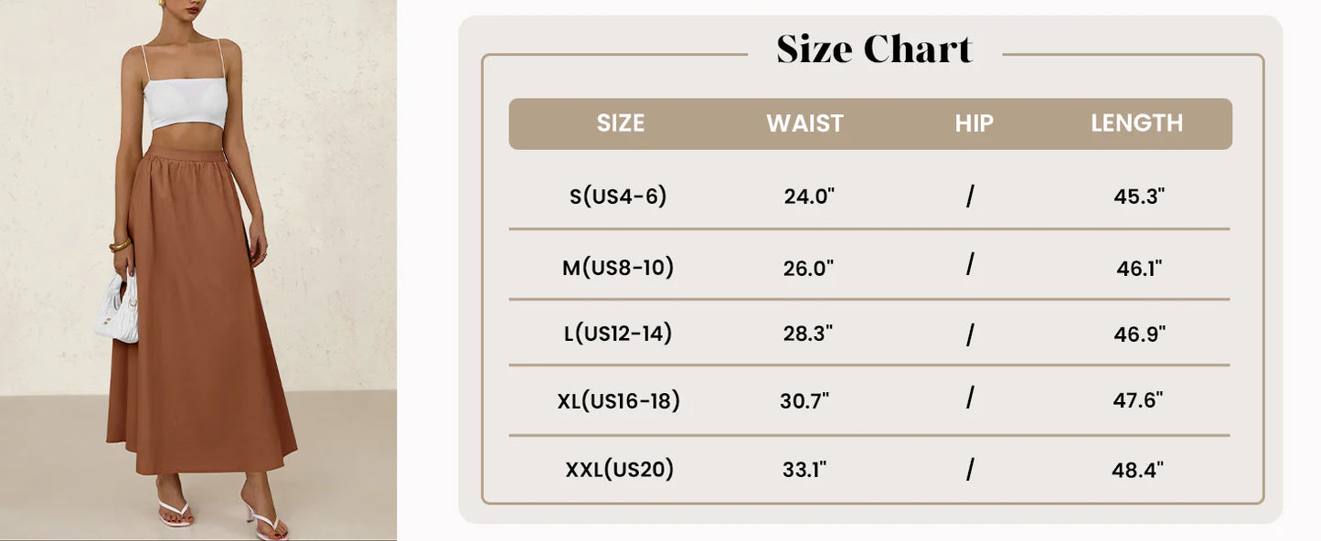 Women's Maxi Skirts Summer Trendy Ruffle High Waisted Casual Long Flowy Skirt with Pockets