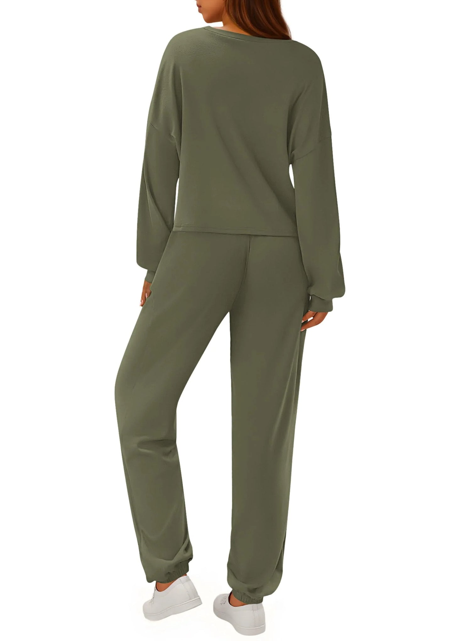 Women's Two Piece Outfits Lounge Sets Long Sleeve Pullover Tops Sweatpants Fall Fashion Matching Clothing