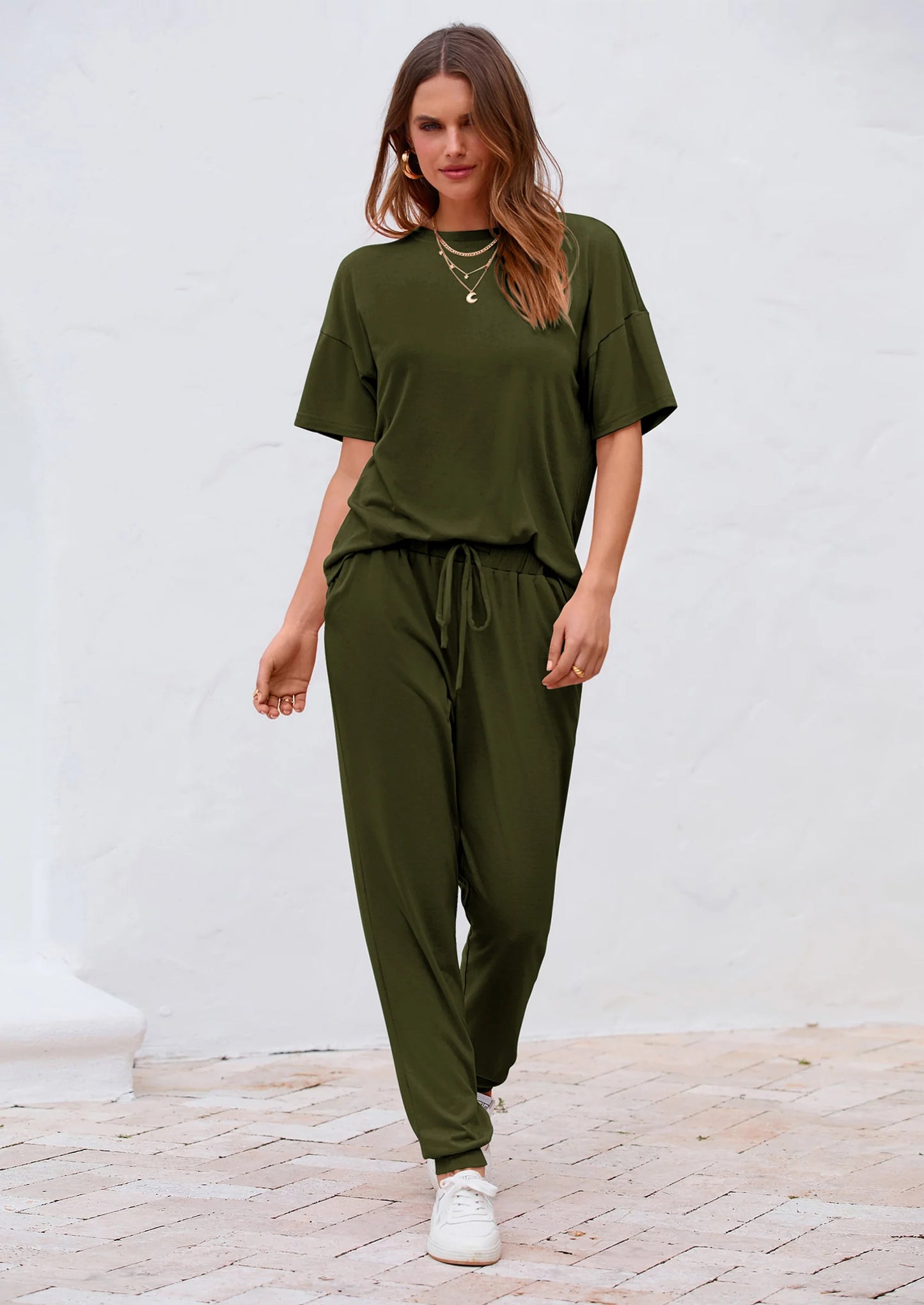 Women's Two Piece Lounge Sets Spring Summer Jogger Pants Vacation Outfits Travel Airplane Matching Clothes