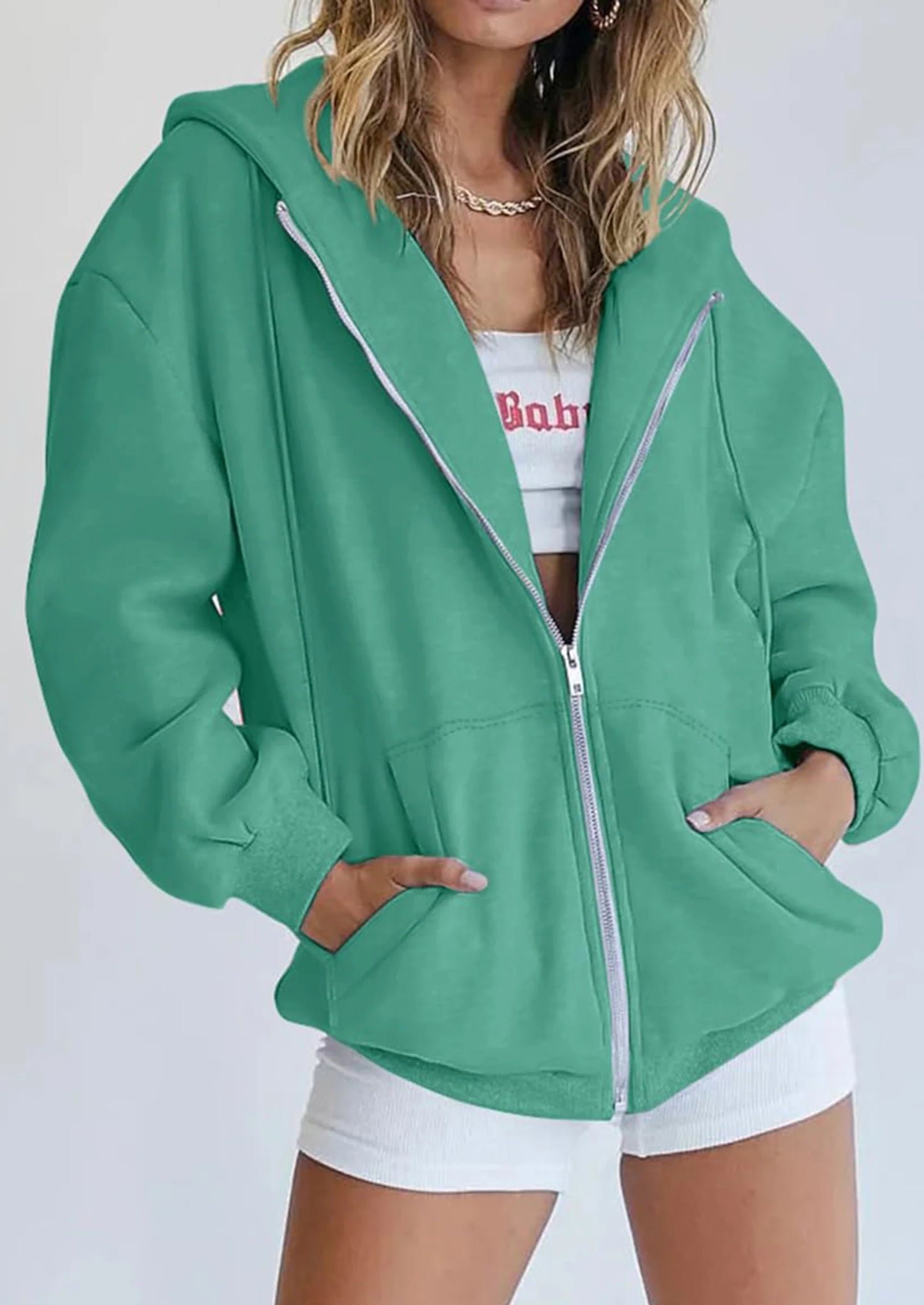 Women's Zip Up Y2K Hoodies Casual Long Sleeve Sweatshirts Fall Spring Track Jackets with Pockets