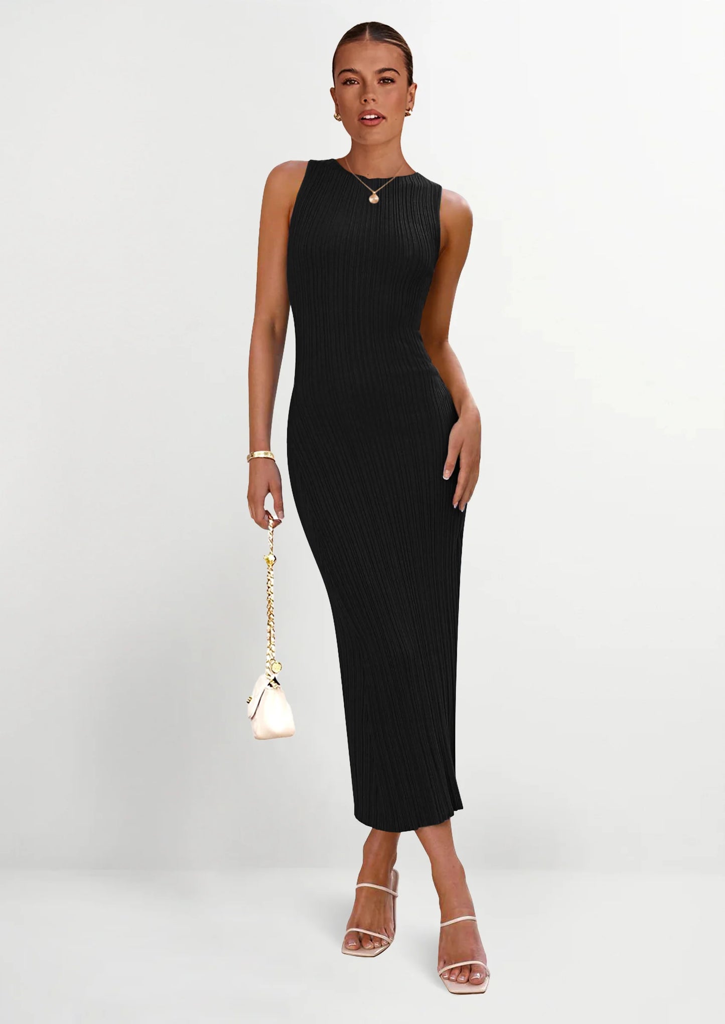 Women's Casual Maxi Dresses Ribbed Knit Sleeveless Bodycon Elegant Going Out Beach Vacation Clothes