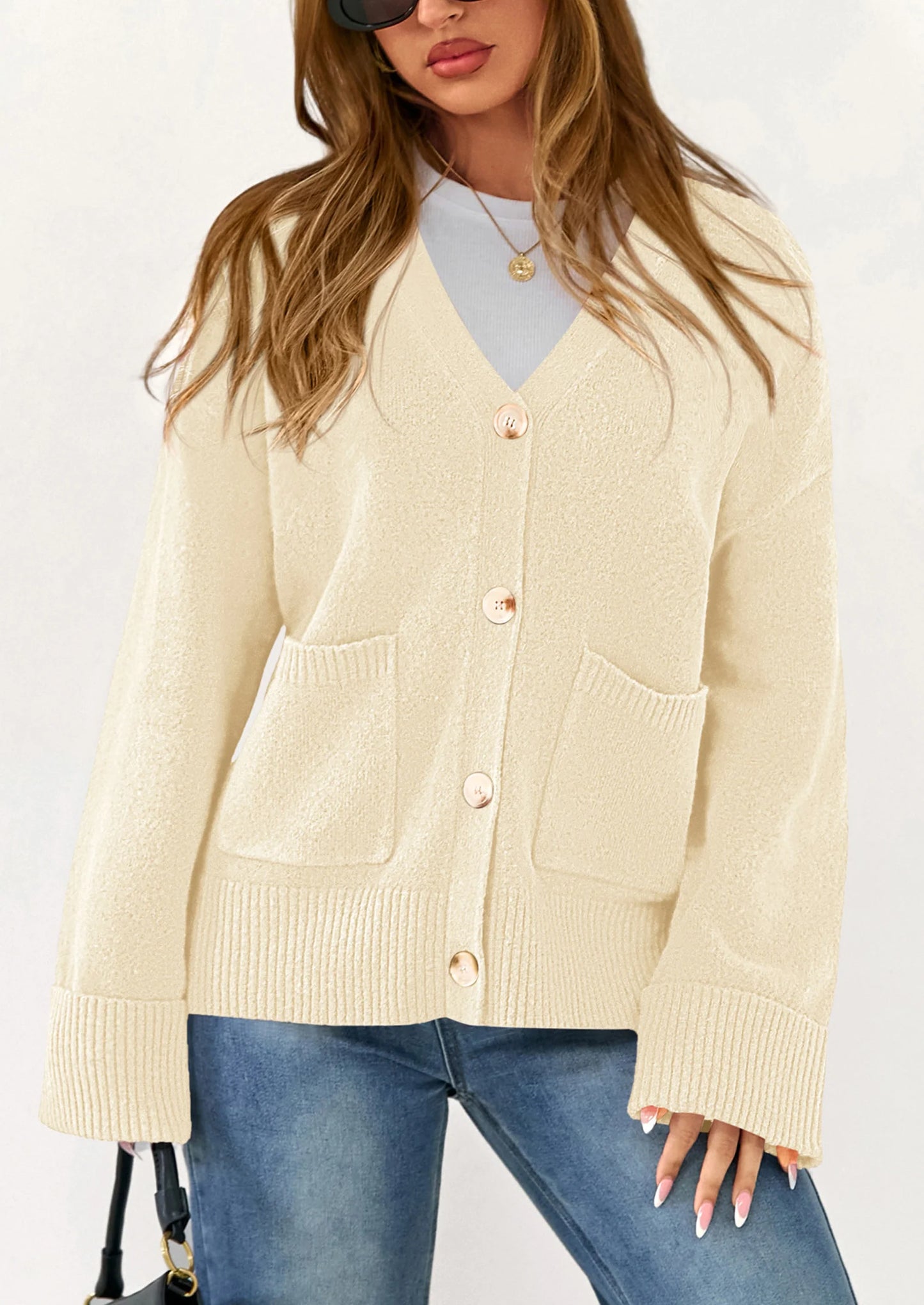 Women's Oversized Cardigan Sweaters Trendy Chunky Knit Long Sleeve V Neck Button Down Fall Winter Outfits