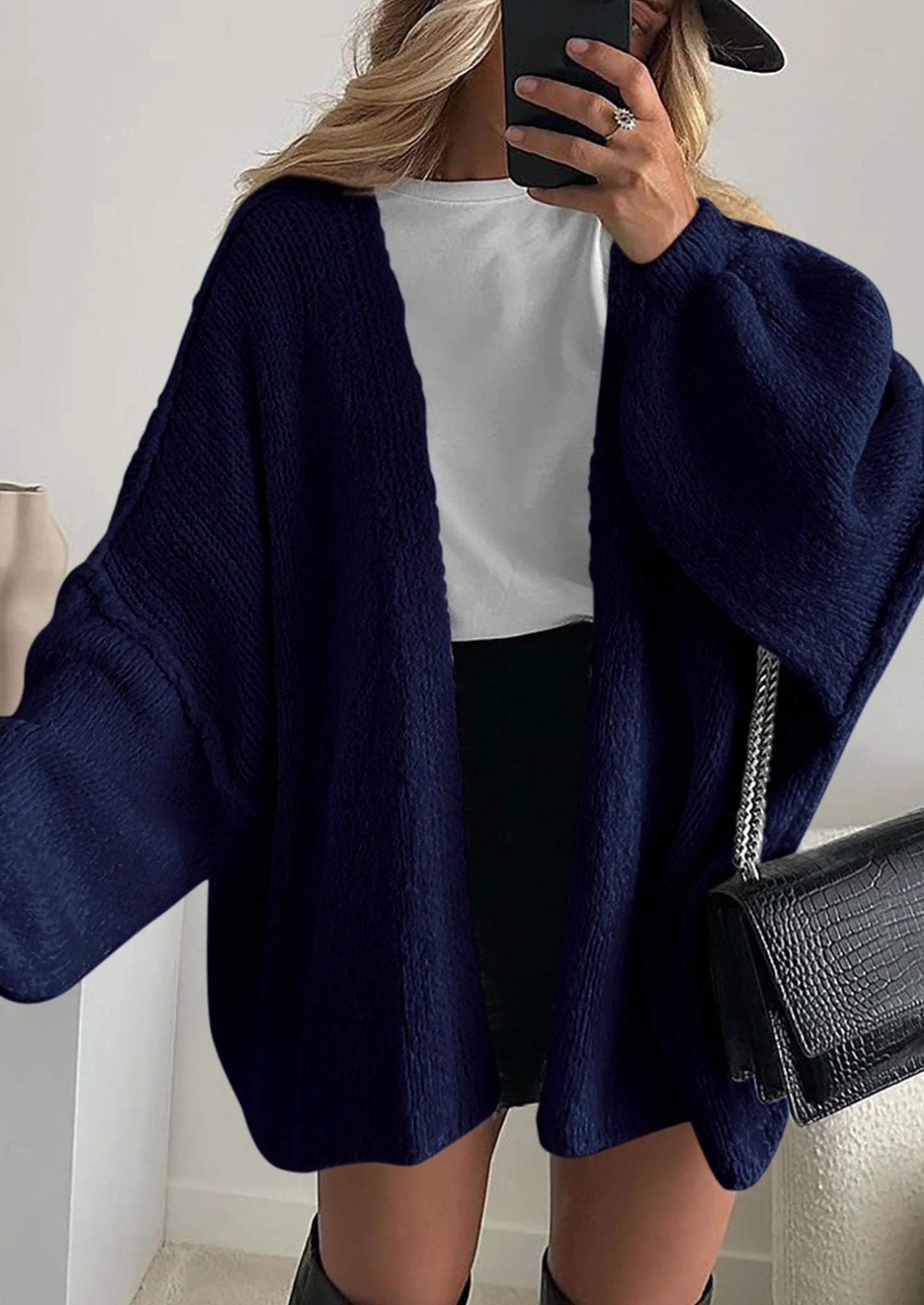 Womens Oversized Cardigan Sweaters Fall Long Lantern Sleeve Knit Open Front Lightweight Sweater