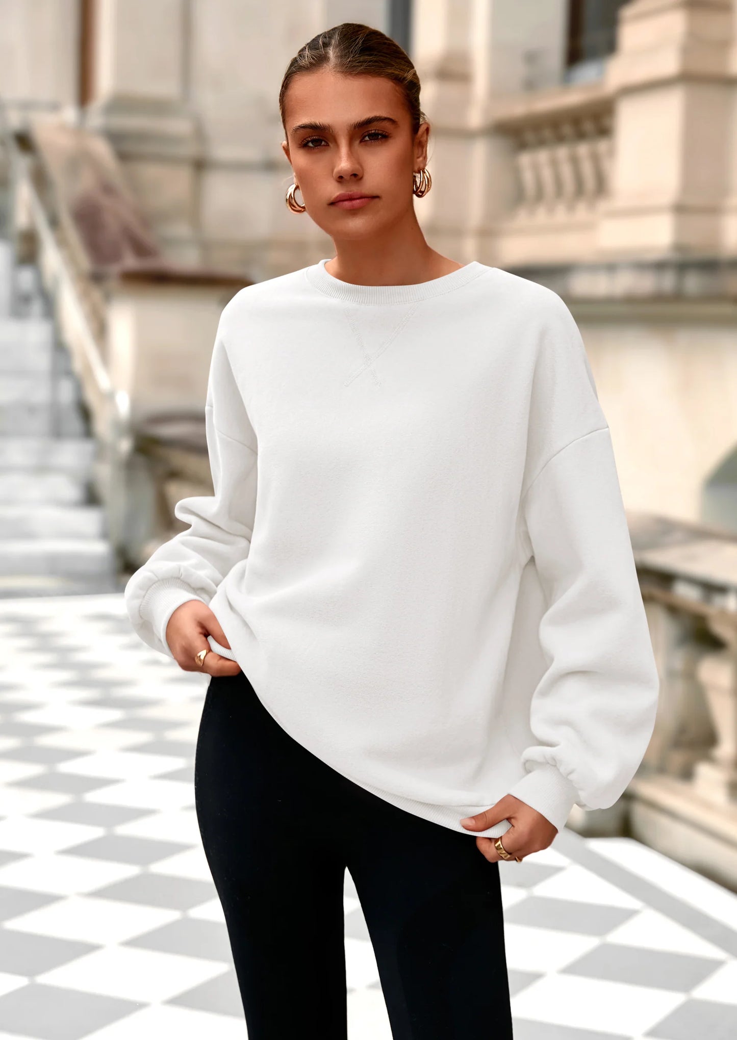 Oversized Sweatshirt for Women Fall Outfits Crewneck Long Sleeve Tops Fleece Pullover Winter Clothing