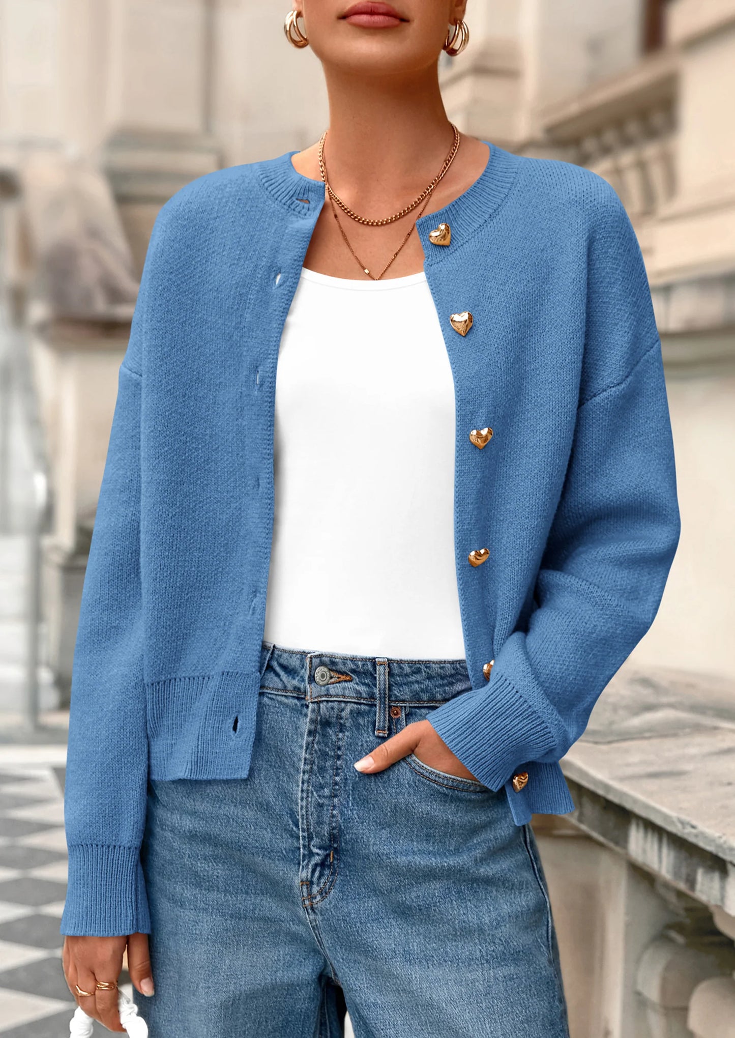 Cardigan Sweaters for Women Trendy Long Sleeve Open Front Button Down Jacket Fall Clothes Winter Coats
