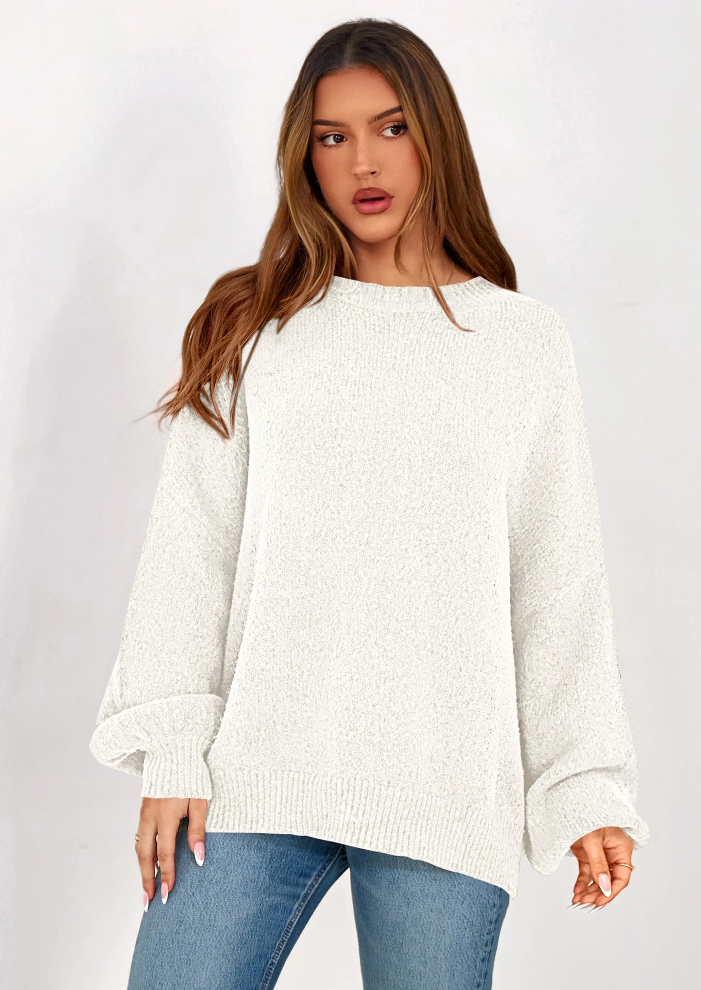 Sweaters for Women Fall Chunky Knit Long Sleeve Crew Neck Oversized Pullover Tops Winter Fashion Clothing