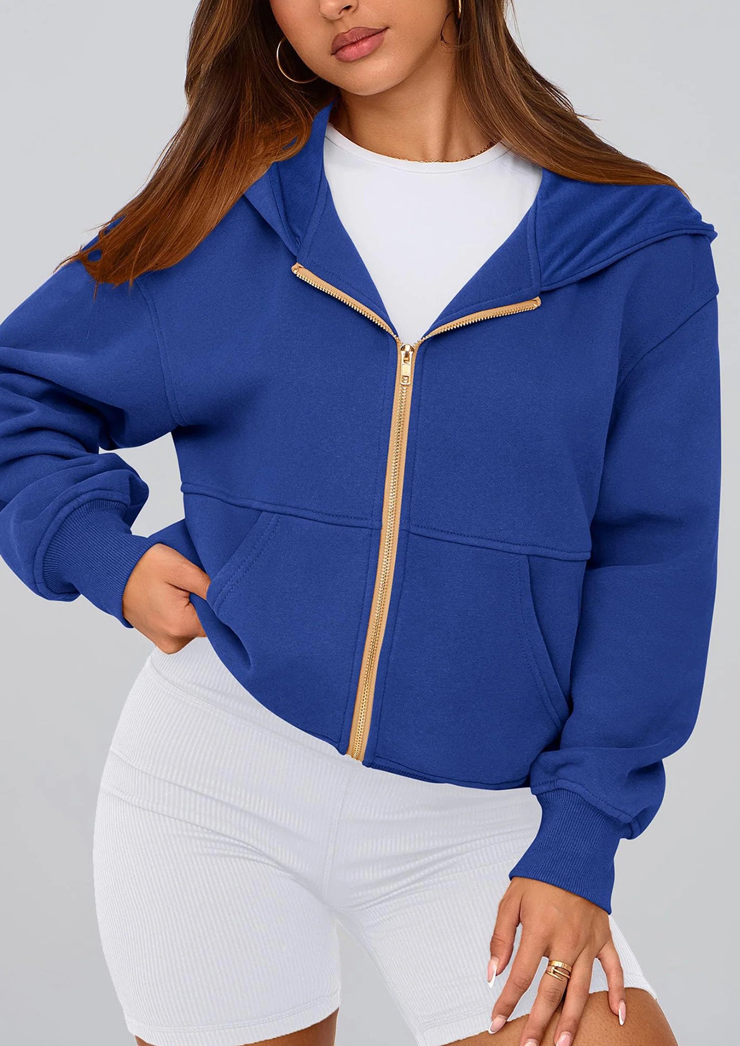 Hoodies For Women Sweatshirt Zip Up Hoodie Fall Fashion Trendy Long Sleeve Jackets Winter Clothing Outfits