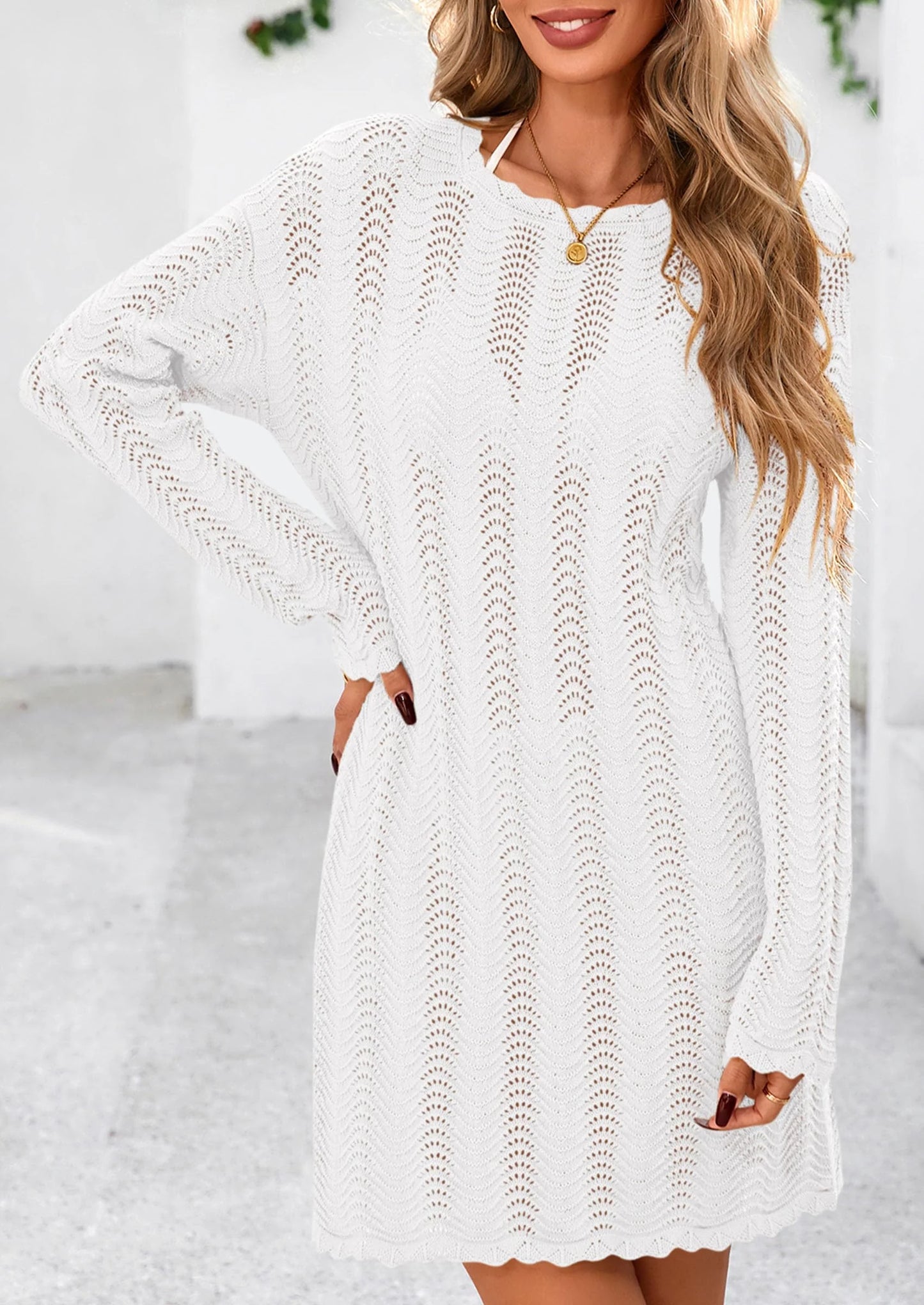 Women's Swimsuit Cover Up Summer Bathing Suit Swimwear Crochet Knit Dress Fashion Beach Vacation Clothes