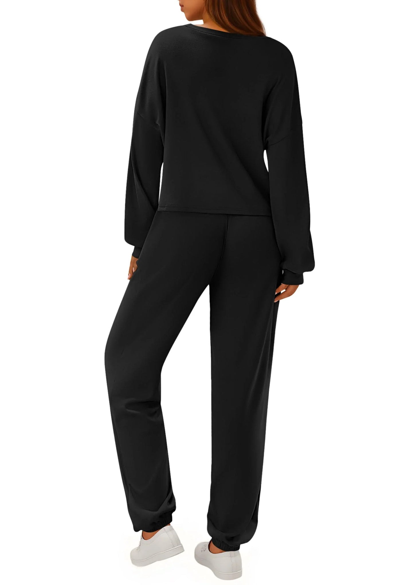 Women's Two Piece Outfits Lounge Sets Long Sleeve Pullover Tops Sweatpants Fall Fashion Matching Clothing