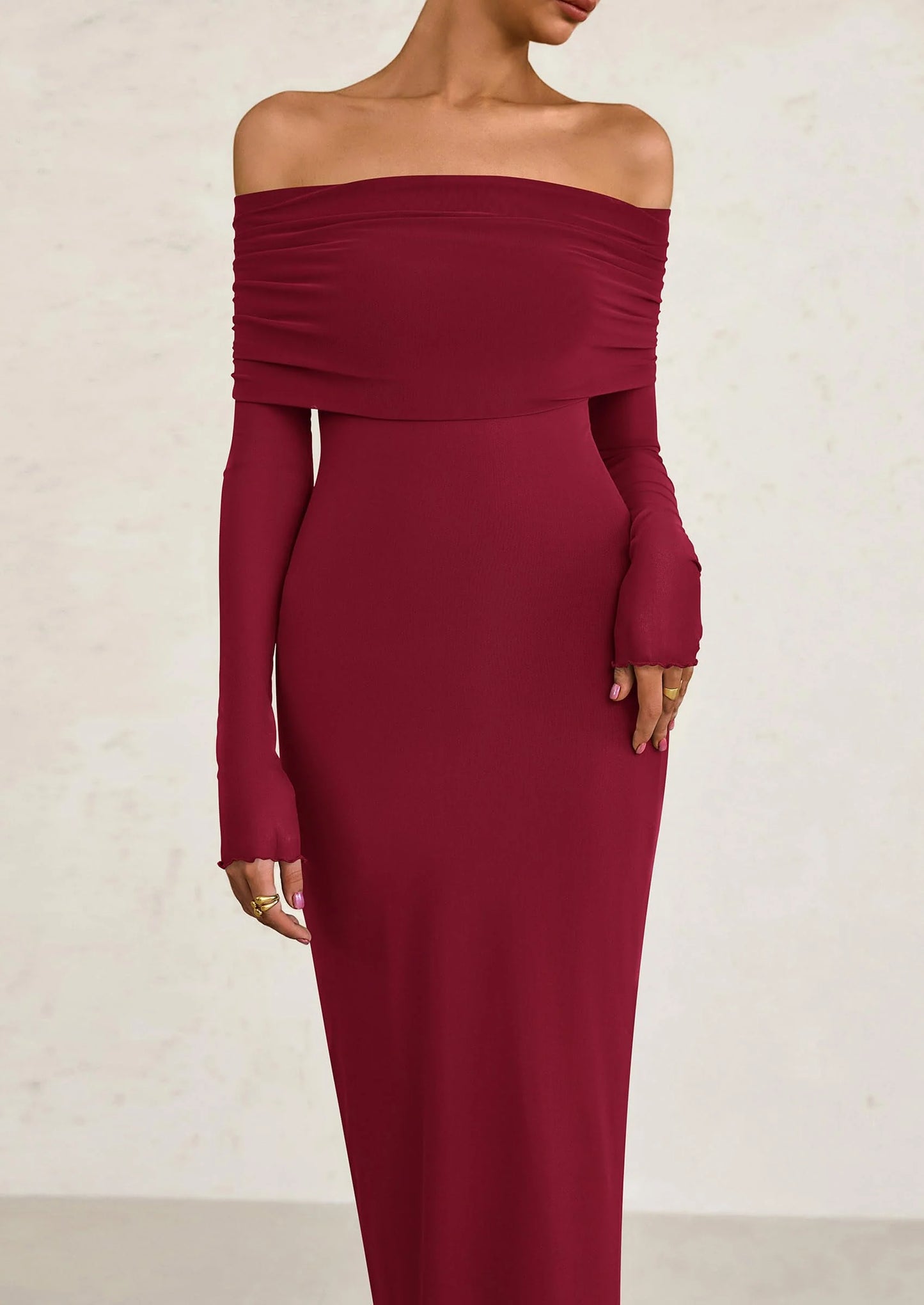 Off The Shoulder Dresses for Women Mesh Long Sleeve Baby Shower Formal Wedding Guest Dress