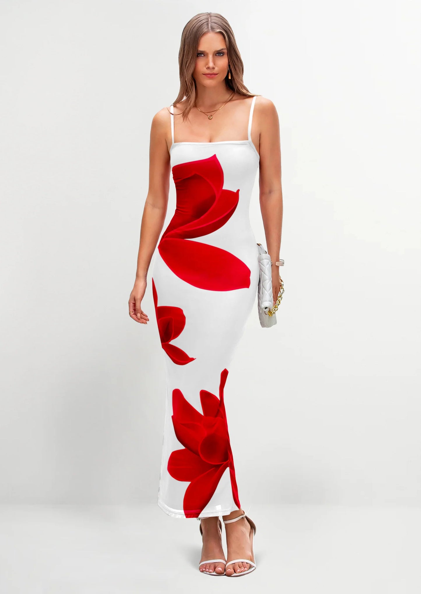 Womens Floral Maxi Dress Sexy Spaghetti Strap Slip Bodycon Mesh Beach Vacation Dresses