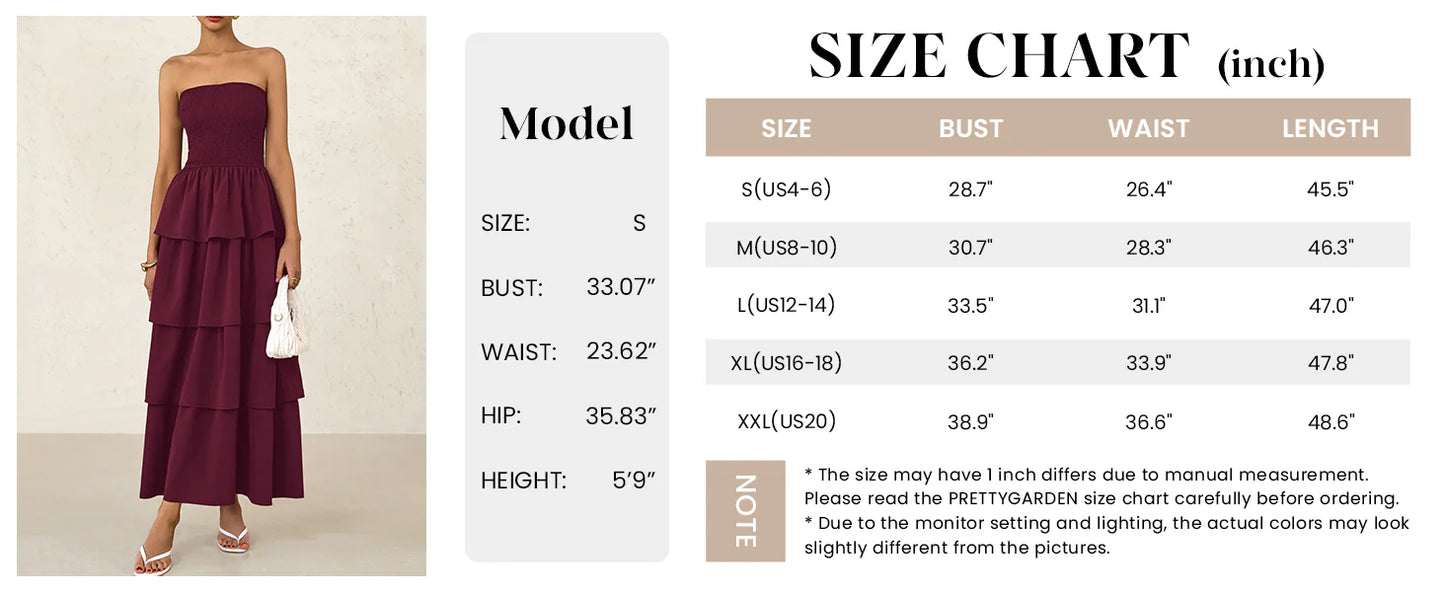 Maxi Dresses for Women Off Shoulder Smocked Tiered Ruffle Long Flowy Wedding Guest Dress