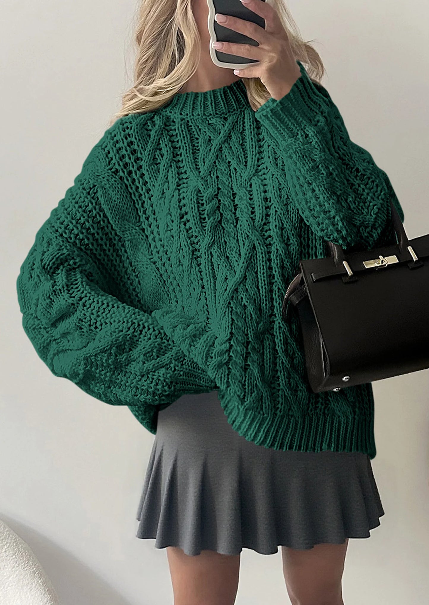 Women's Oversized Fall Sweaters Casual Long Sleeve Crewneck Chunky Cable Knit Pullover Tops Winter Clothes