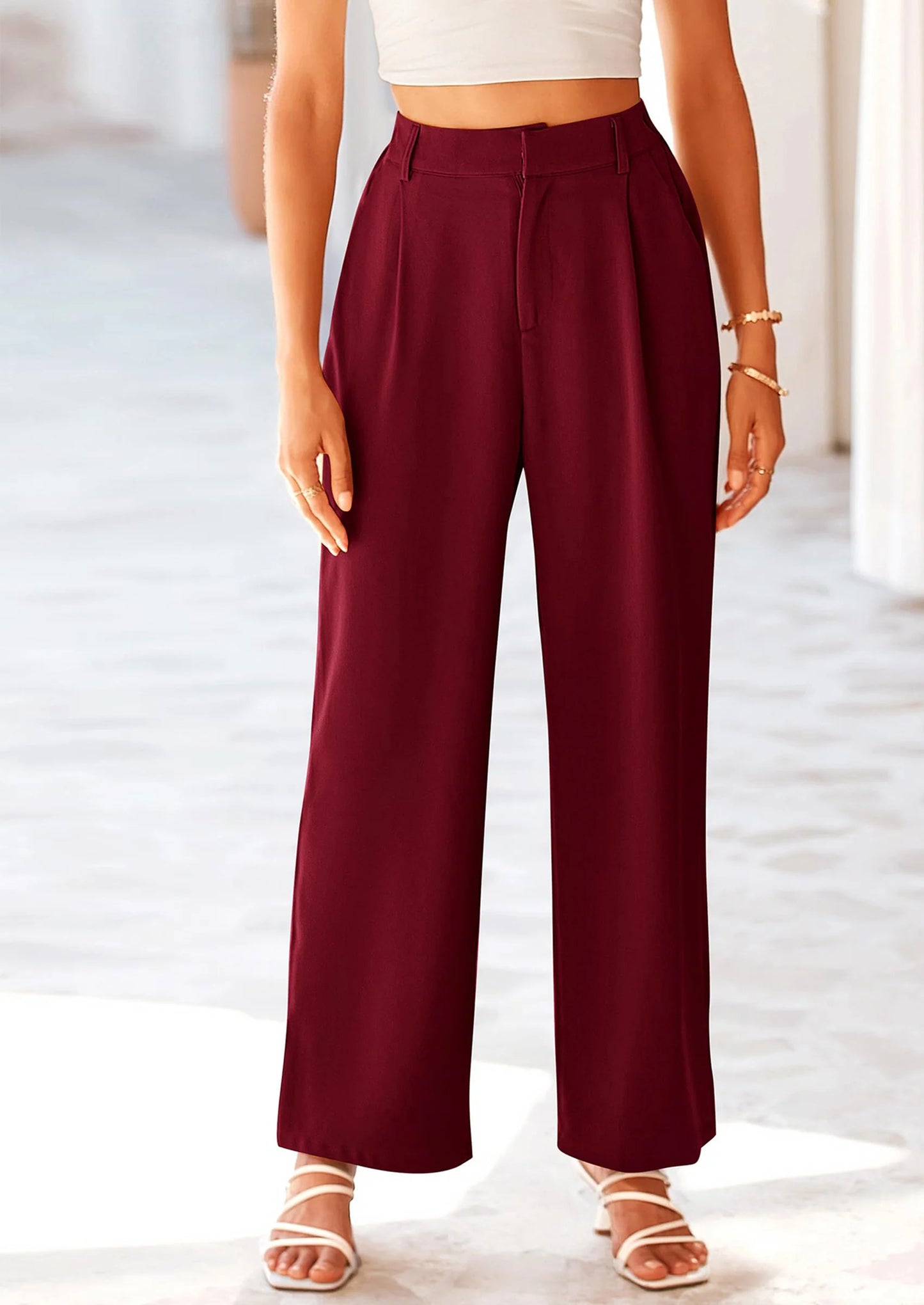 Wide Leg Pants for Women Trendy Fall High Waisted Business Casual Outfits Work Pant Trousers