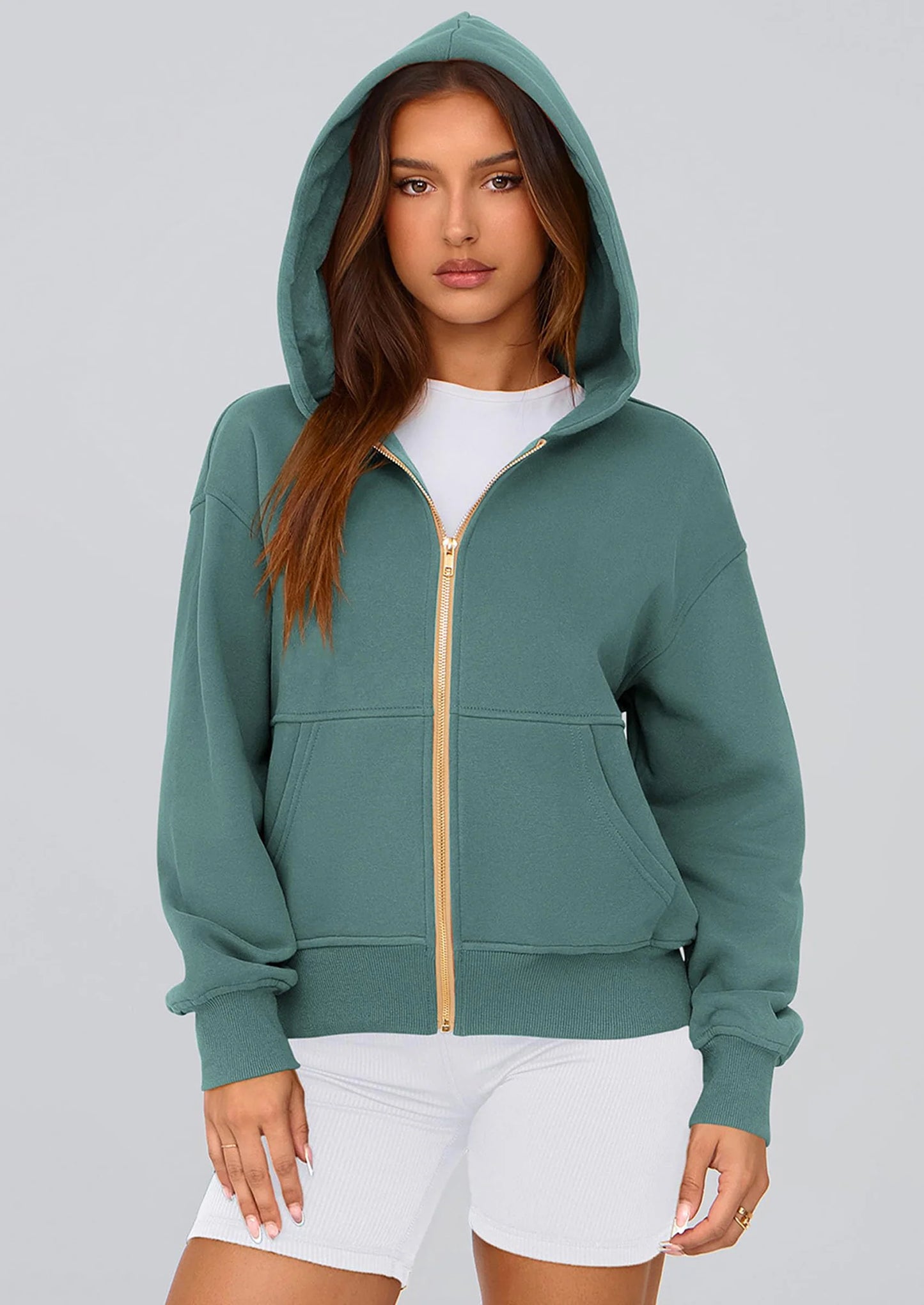 Hoodies For Women Sweatshirt Zip Up Hoodie Fall Fashion Trendy Long Sleeve Jackets Winter Clothing Outfits