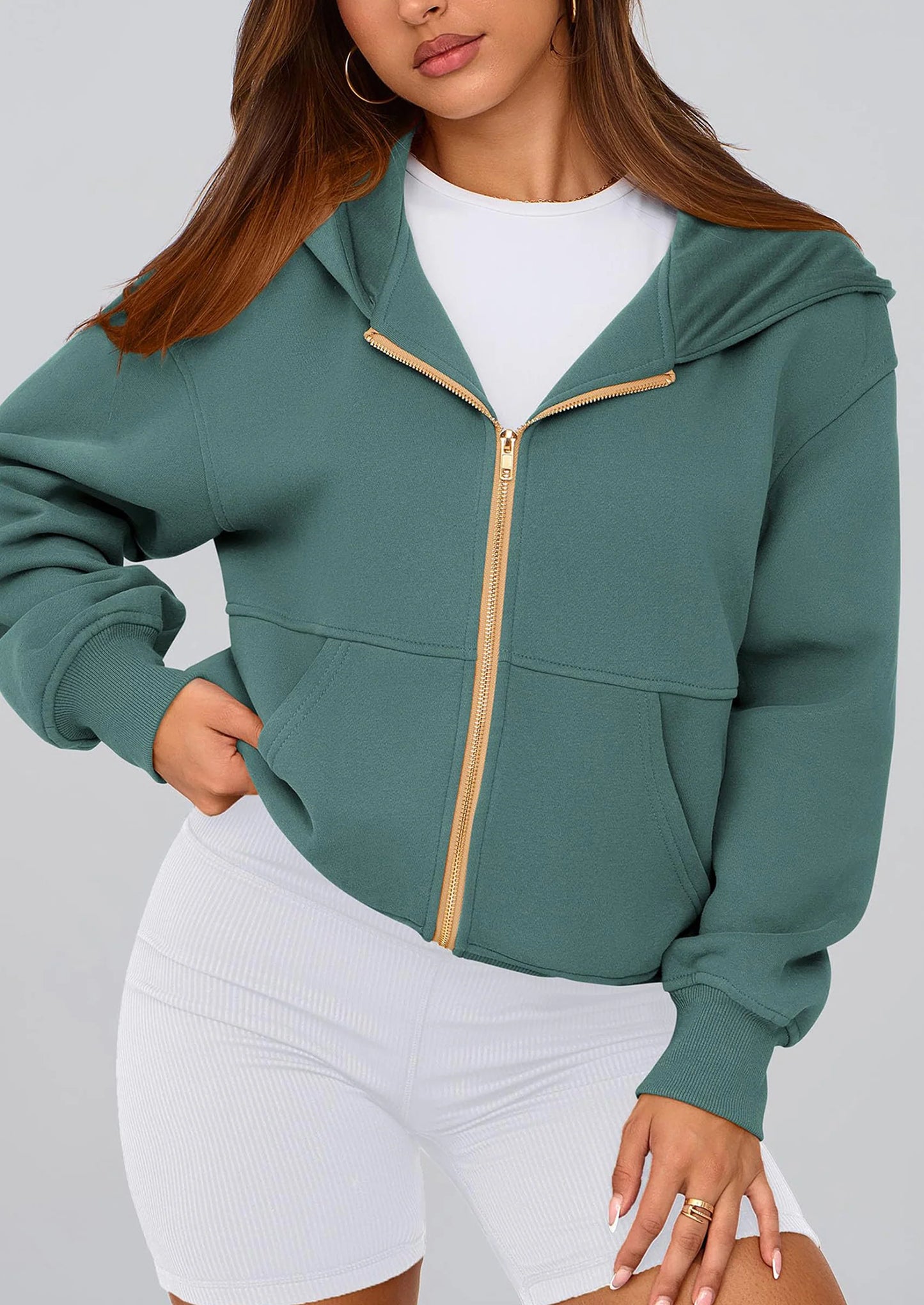 Hoodies For Women Sweatshirt Zip Up Hoodie Fall Fashion Trendy Long Sleeve Jackets Winter Clothing Outfits