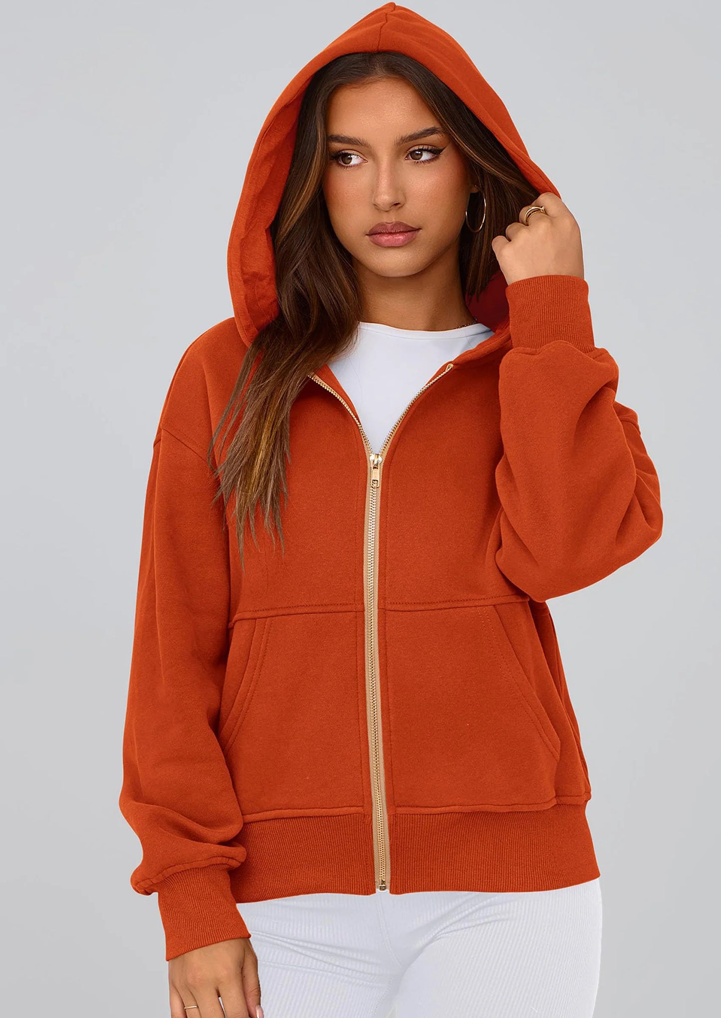 Hoodies For Women Sweatshirt Zip Up Hoodie Fall Fashion Trendy Long Sleeve Jackets Winter Clothing Outfits