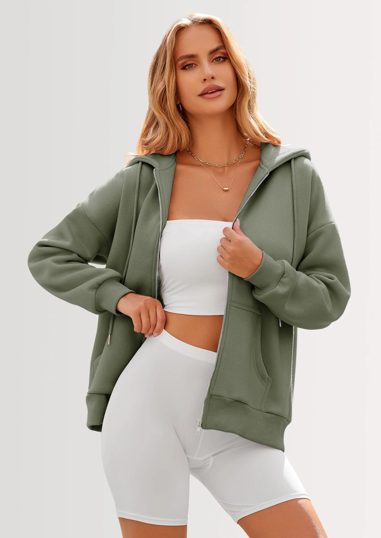 Women's Zip Up Y2K Hoodies Casual Long Sleeve Sweatshirts Fall Spring Track Jackets with Pockets