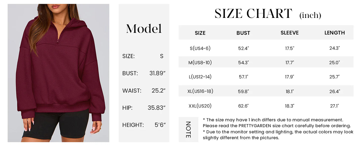 Womens Hoodies Cropped Fleece Sweatshirts Fall Fashion Quarter Zip Pullover Long Sleeve Tops Winter Clothes
