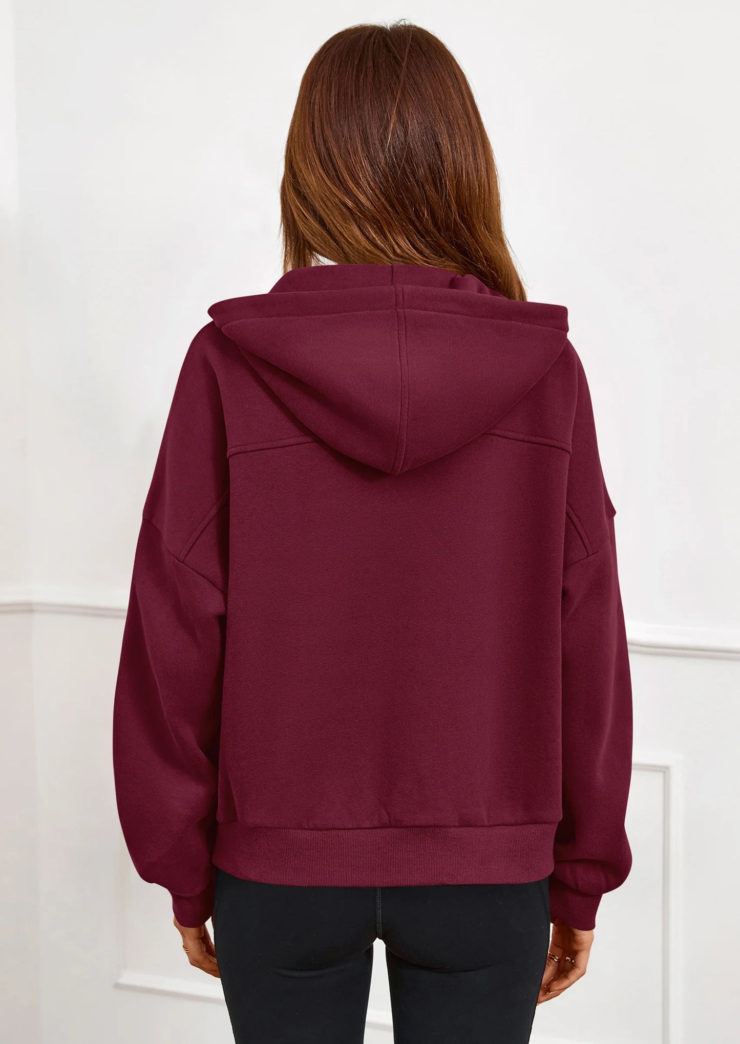 Womens Hoodies Cropped Fleece Sweatshirts Fall Fashion Quarter Zip Pullover Long Sleeve Tops Winter Clothes