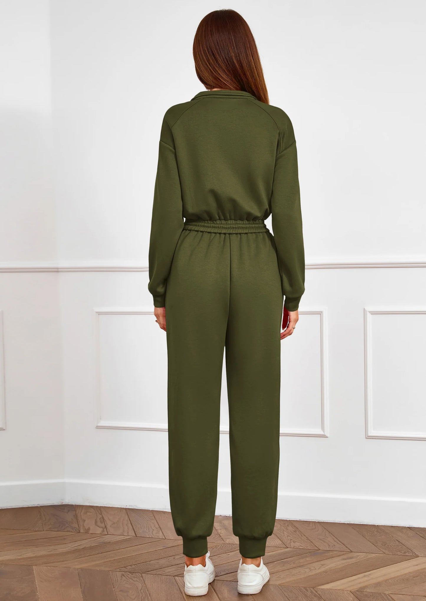 Long Sleeve Jumpsuits for Women Casual  Fall Fashion Zip Up Pant Rompers One Piece Sweatsuits Travel Outfits
