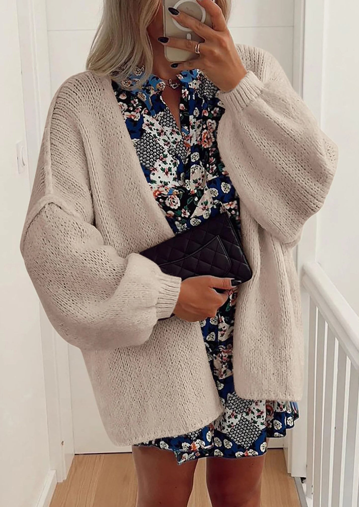 Womens Oversized Cardigan Sweaters Fall Long Lantern Sleeve Knit Open Front Lightweight Sweater