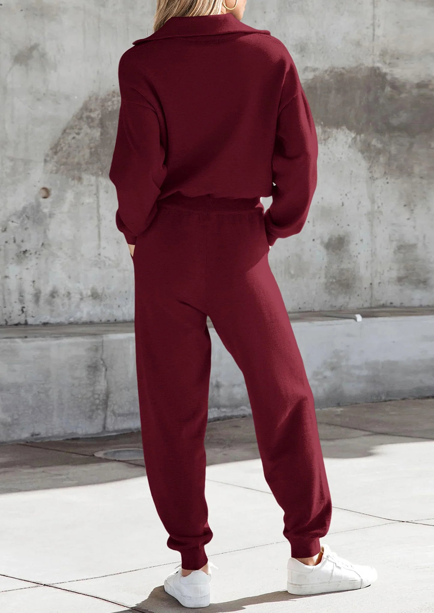 Women's 2 Piece Sweater Set Pullover Zip Up Sweatshirt Jogger Sweatpants Tracksuit Casual Outfit