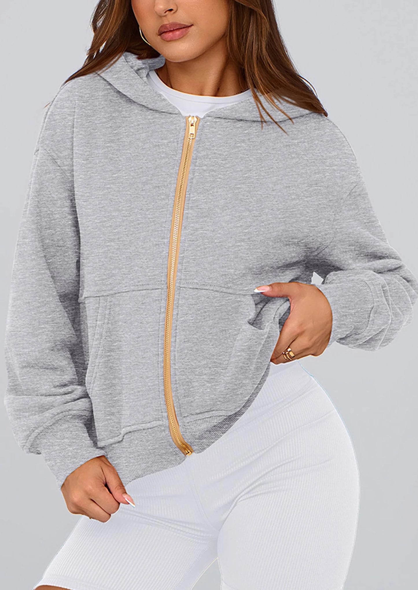 Hoodies For Women Sweatshirt Zip Up Hoodie Fall Fashion Trendy Long Sleeve Jackets Winter Clothing Outfits
