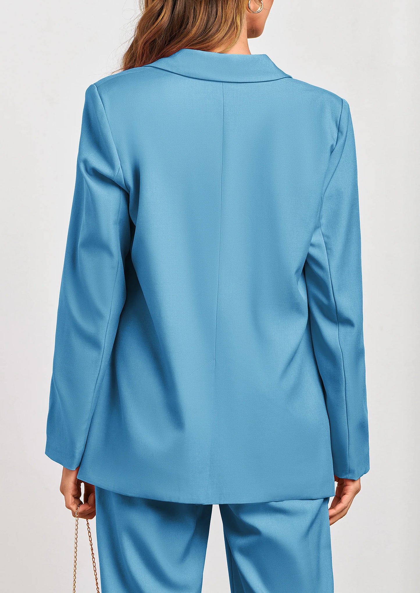 Women's Fall Two Piece Outfits Dressy Blazer Jacket and Wide Leg Pants Pockets Business Casual Office Suit Sets