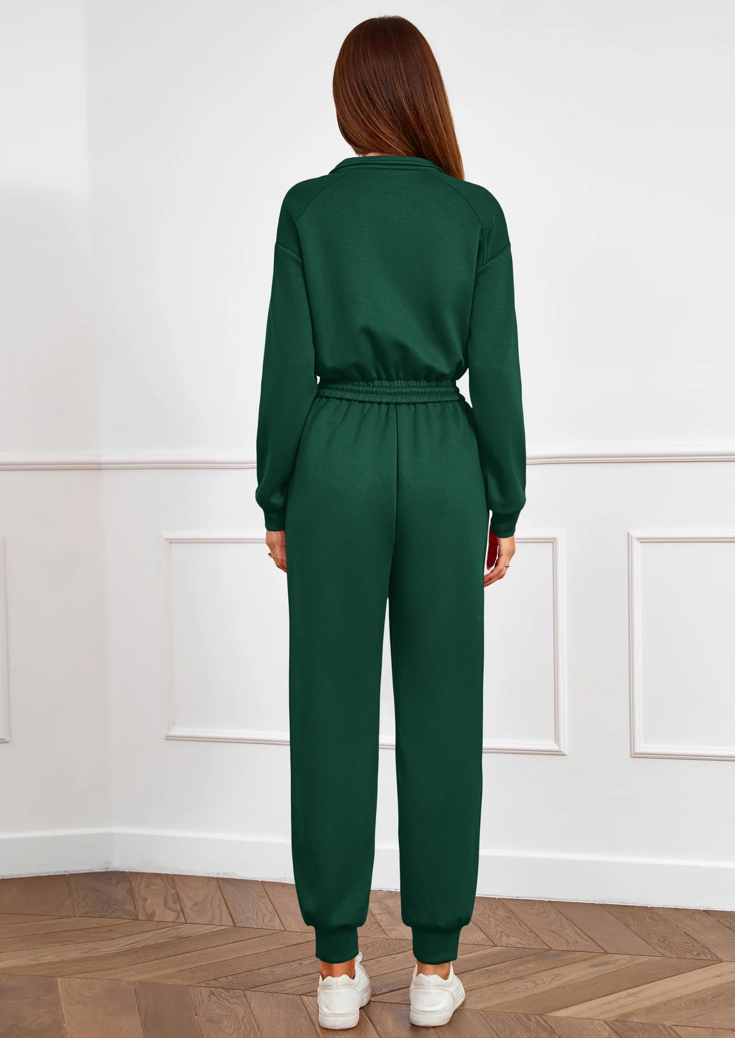 Long Sleeve Jumpsuits for Women Casual  Fall Fashion Zip Up Pant Rompers One Piece Sweatsuits Travel Outfits