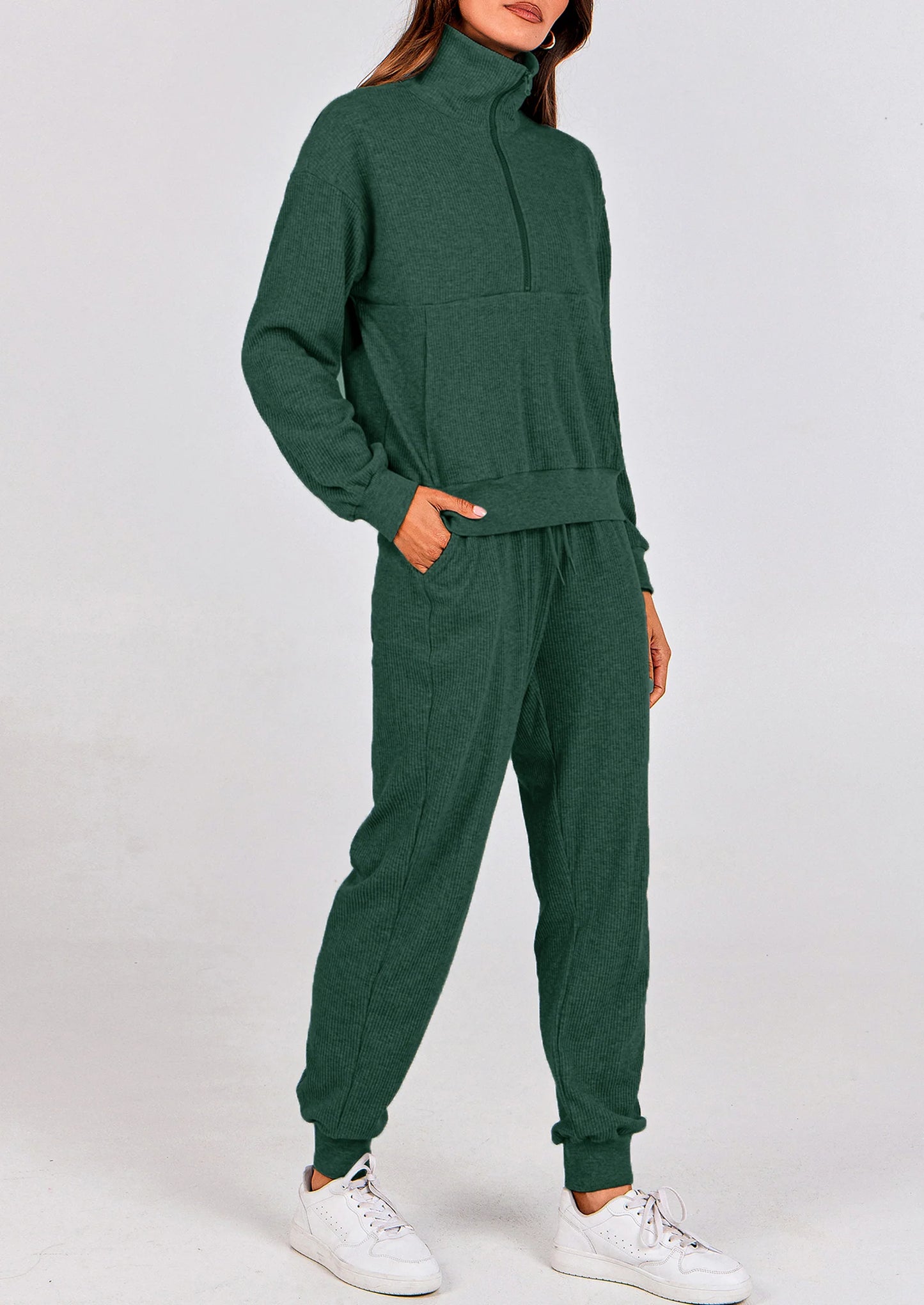 Women's Fall 2 Piece Lounge Sets Zip Up Sweatshirt Jogger Pants Sweat Track Suits Travel Outfit Winter Clothing