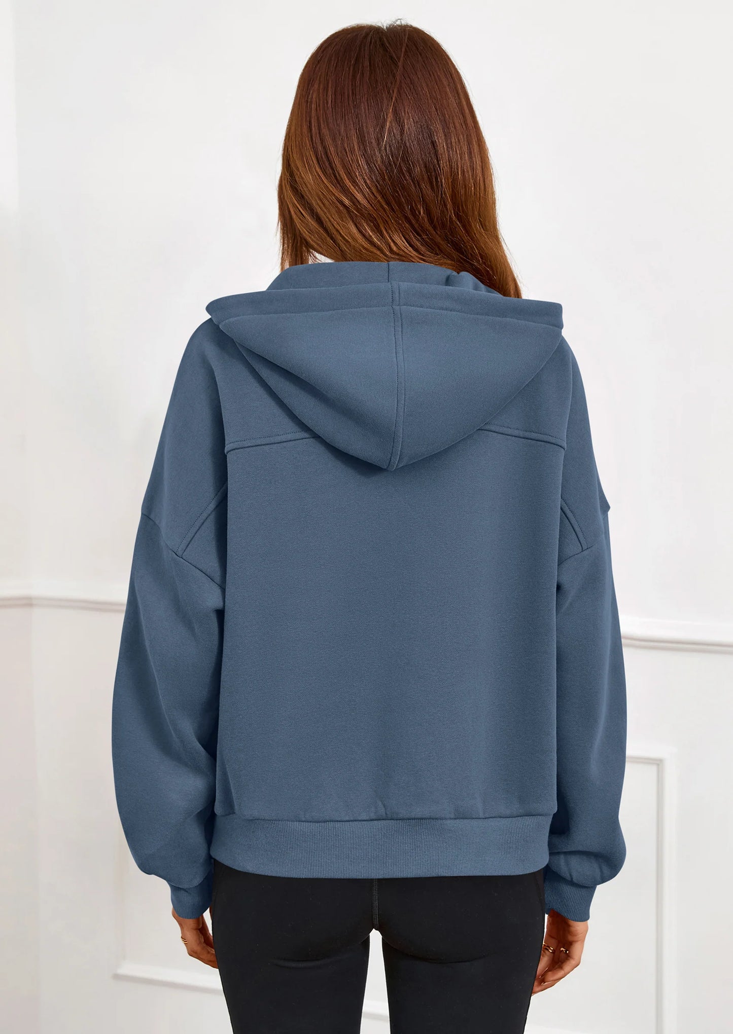 Womens Hoodies Cropped Fleece Sweatshirts Fall Fashion Quarter Zip Pullover Long Sleeve Tops Winter Clothes