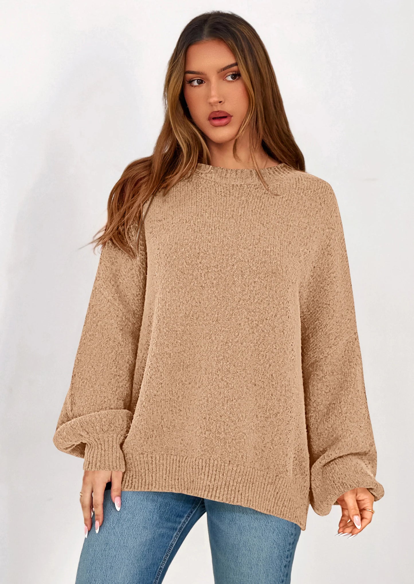 Sweaters for Women Fall Chunky Knit Long Sleeve Crew Neck Oversized Pullover Tops Winter Fashion Clothing