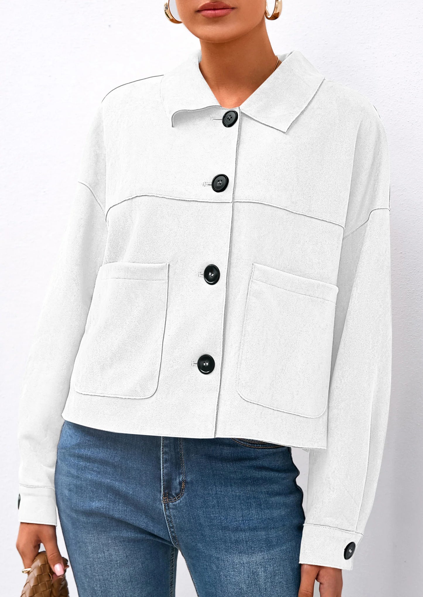Women's Faux Suede Cropped Jacket Casual Lightweight Fall Fashion Winter Coats Outerwear Trendy Clothes