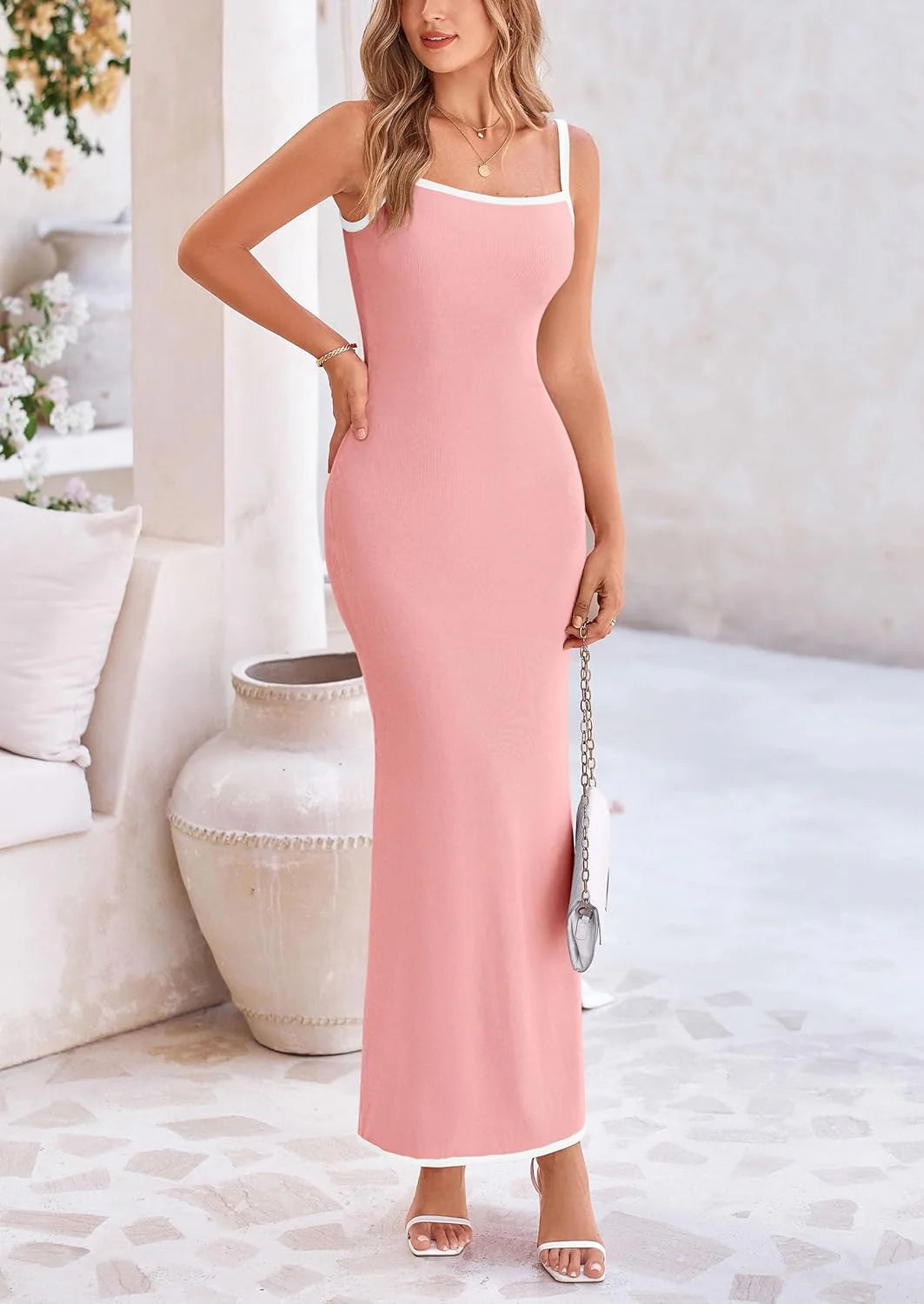 Spring Dresses for Women Summer Resort Wear Sexy Bodycon Sundress Spaghetti Strap Vacation Maxi Dress